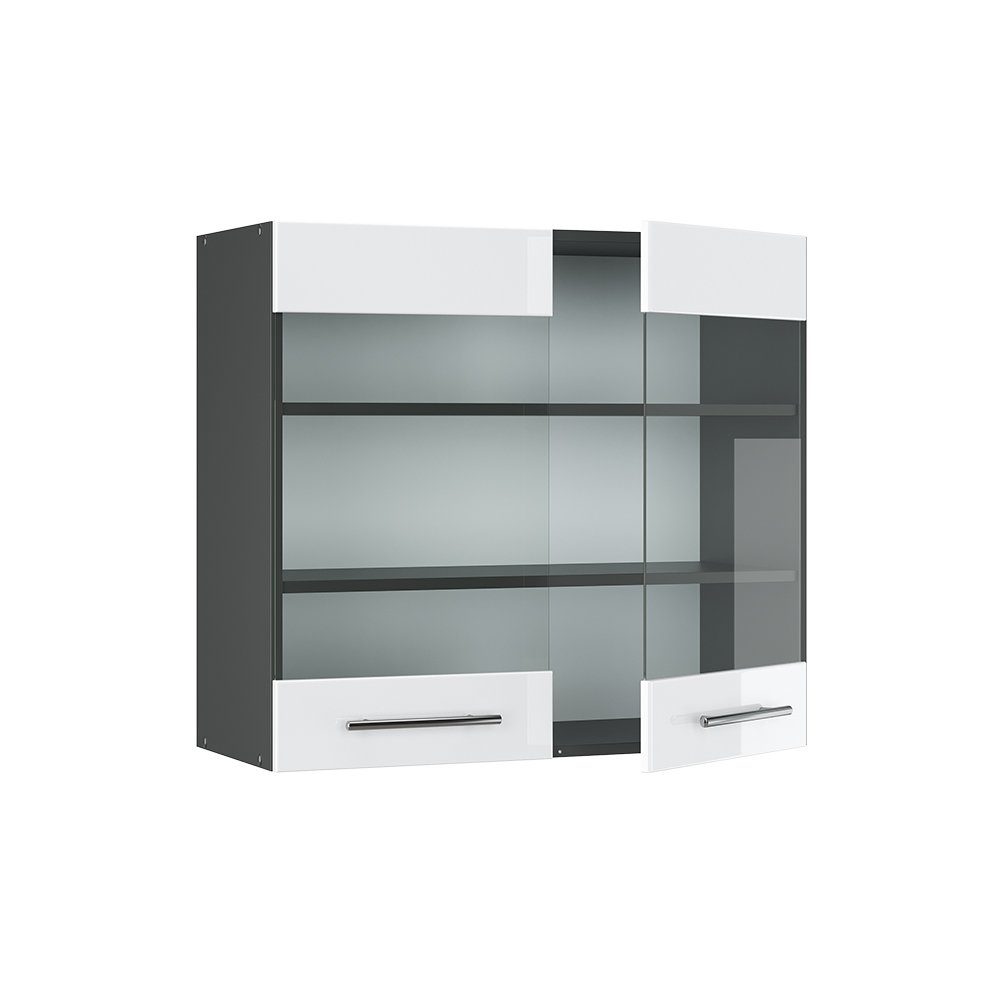 Vicco Glashängeschrank Fame-Line, Weiß Hochglanz/Anthrazit, 80 cm (1-St) – Bild 4 von 5