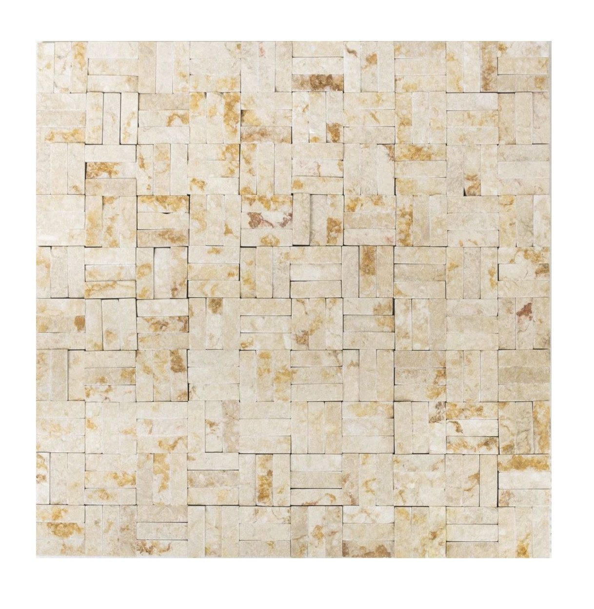 Mosani Mosaikfliesen Splitface Marmor Mosaik Steinwand Natur Parkett sunny beige 3D