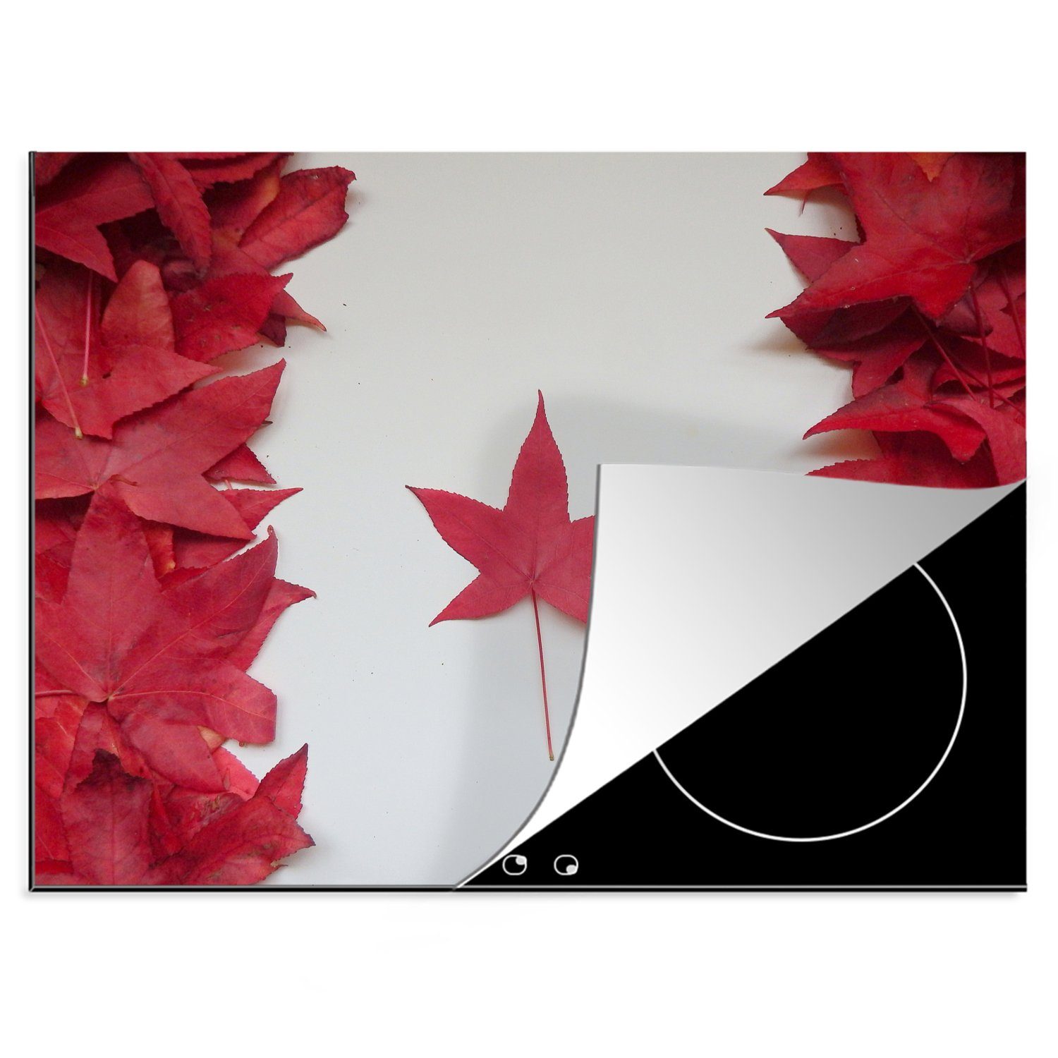 MuchoWow Herdblende-/Abdeckplatte Flagge von Kanada mit roten Ahornblättern, Vinyl, (1 tlg), 70x52 cm, Mobile Arbeitsfläche nutzbar, Ceranfeldabdeckung