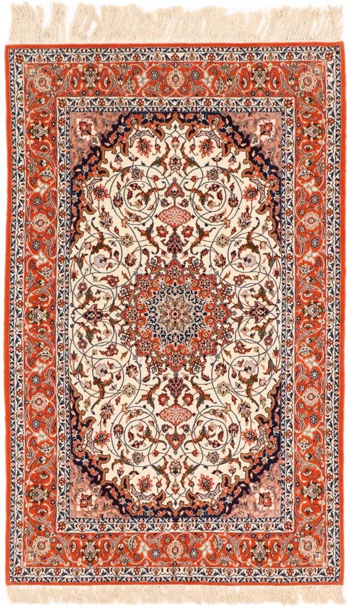 Orientteppich Isfahan Seidenkette 126x203 Handgeknüpfter Orientteppich, Nain Trading, rechteckig, Höhe: 6 mm