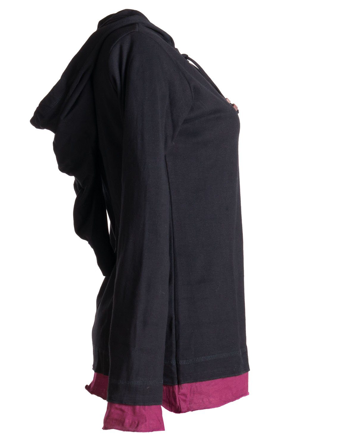 Vishes Zipfelshirt Lagenlook Longsleeve Shirt mit Zipfelkapuze Hoodie, Sweater