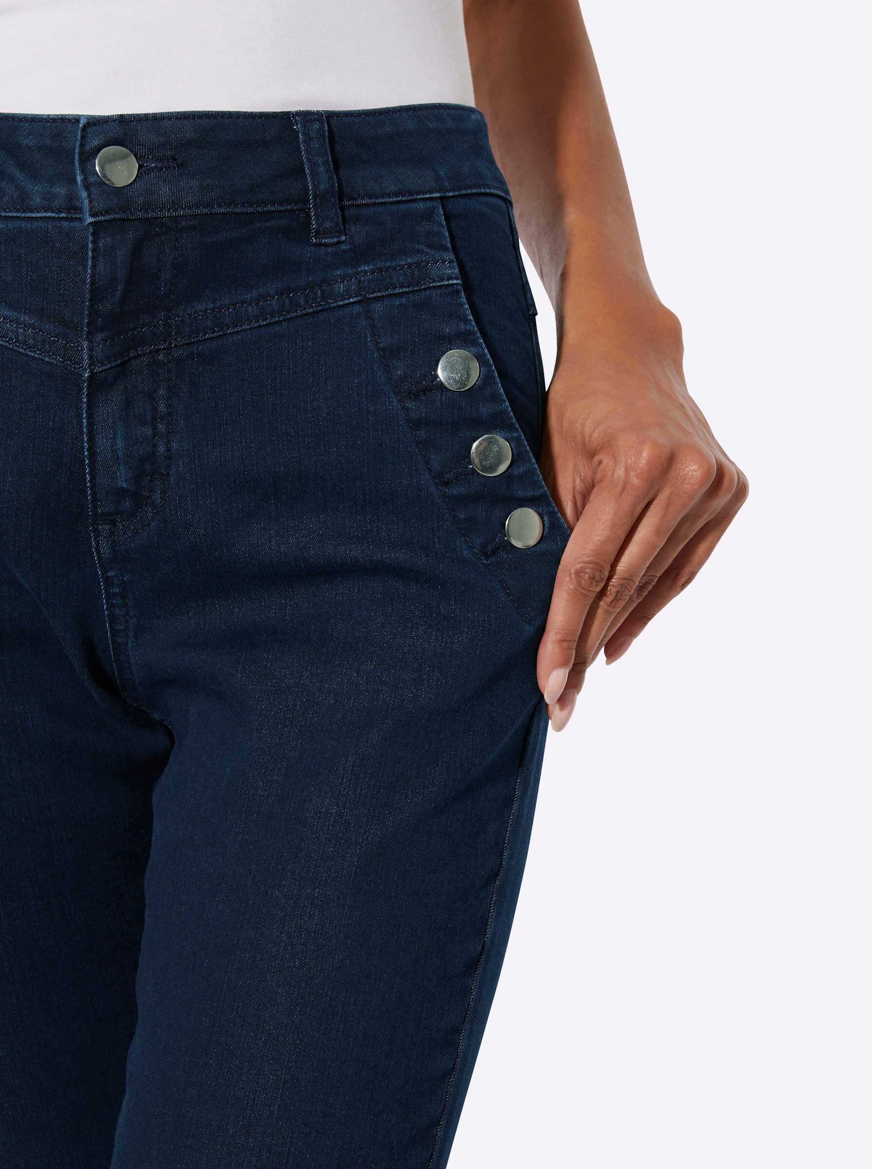 creation L Bequeme Jeans Baumwoll-Lyocell-Jeans leicht vertieft
