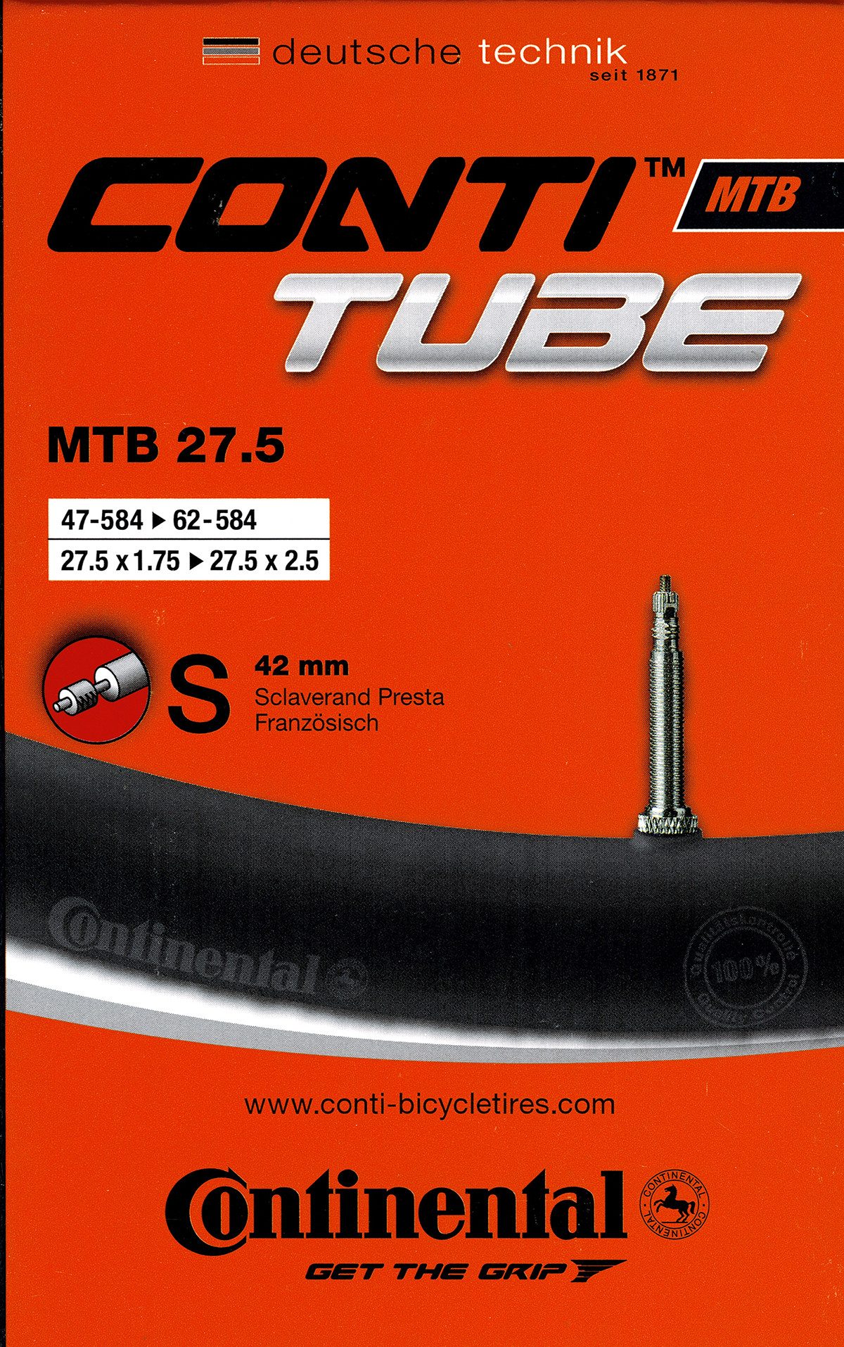 Fahrradschlauch Continental MTB 27,5 (650B) Schlauch 27.5 Zoll SV (47/62-584) SV 42mm