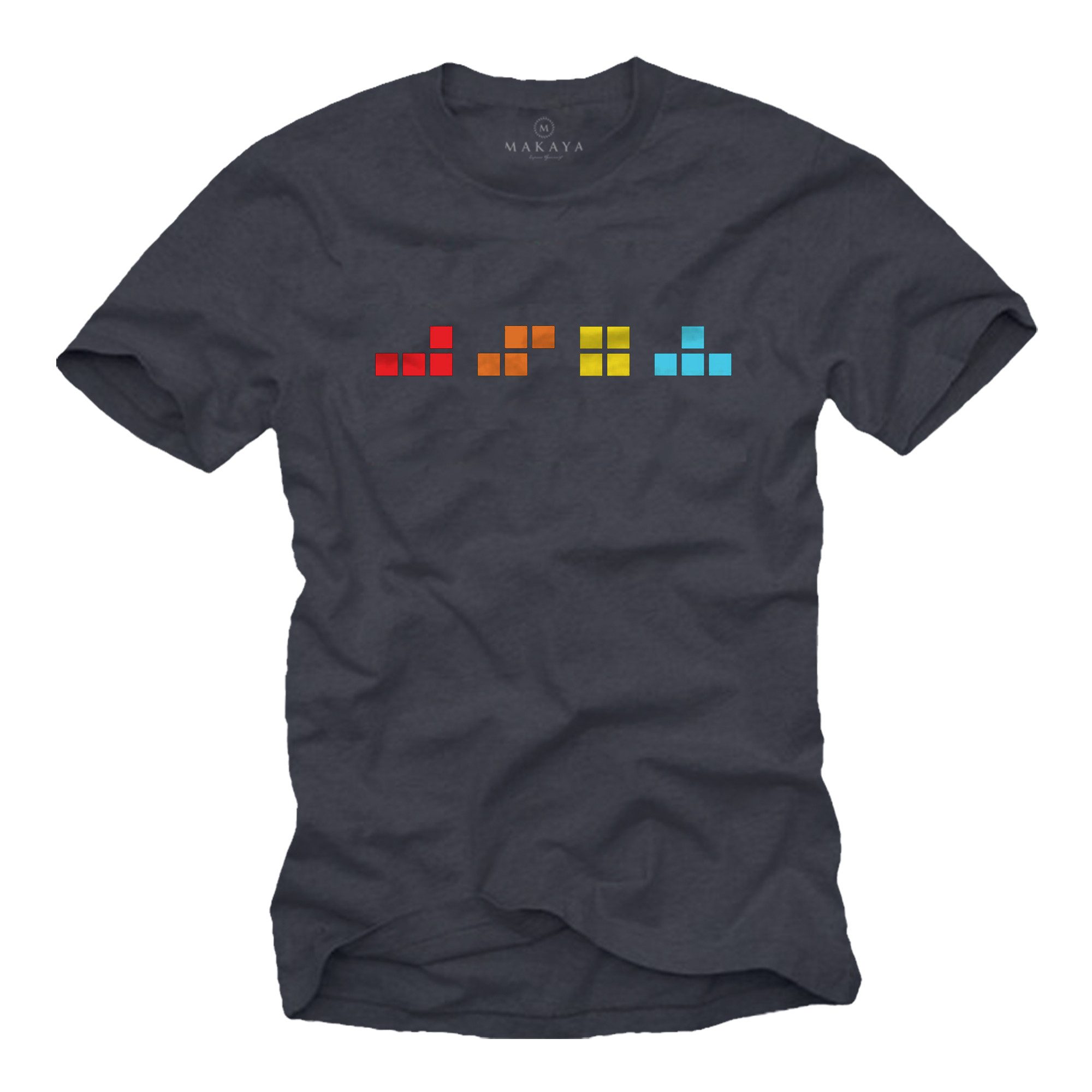 MAKAYA T-Shirt Gaming Logo Retro Design Gamer Motiv Computer Geschenke Herren (Schwarz, Blau, Grau, Grün, Blaugrau, S, XL, 3XL, 4XL, 5XL, L, M, XXL) Baumwolle