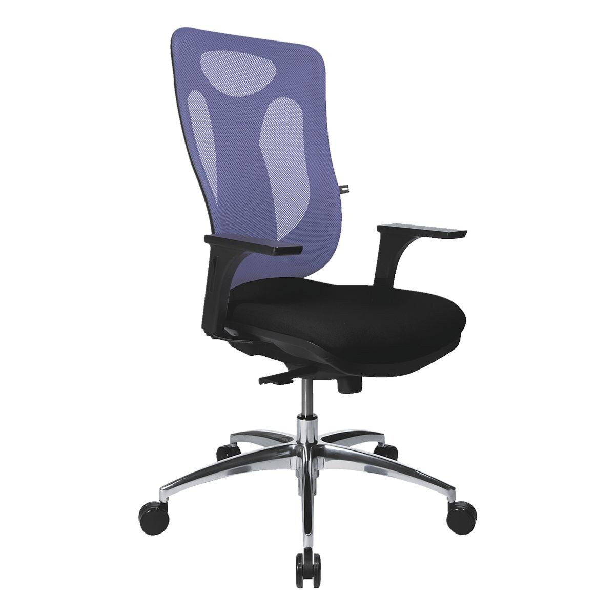 TOPSTAR Schreibtischstuhl Net Pro 100, mit Bandscheibensitz und Netzrückenlehne (ohne Armlehnen) blau | aluminiumfarben