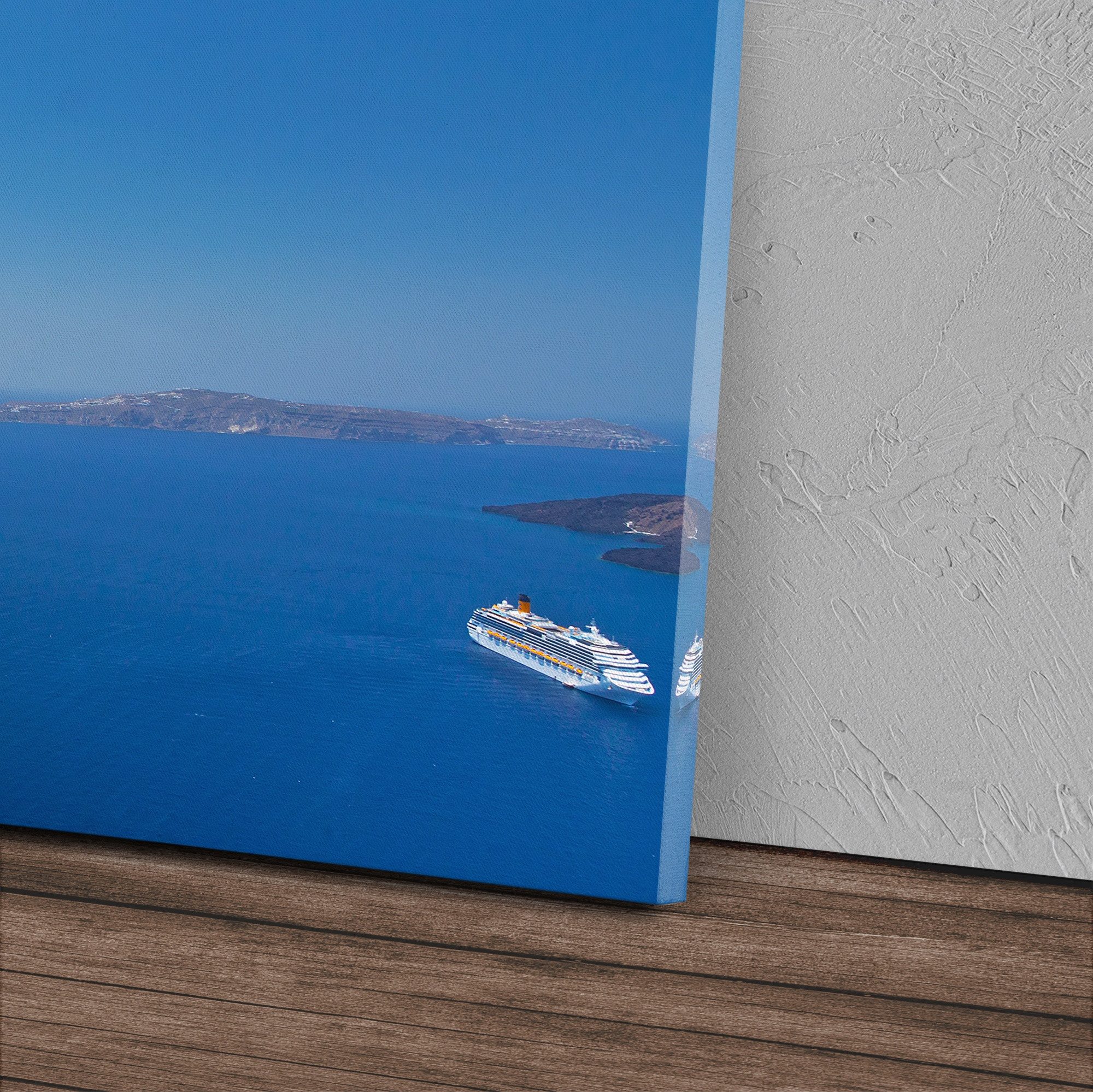 Sinus Art Leinwandbild 120x80cm Wandbild auf Leinwand Griechenland Mittelmeer Blau Santorini, (1 St)