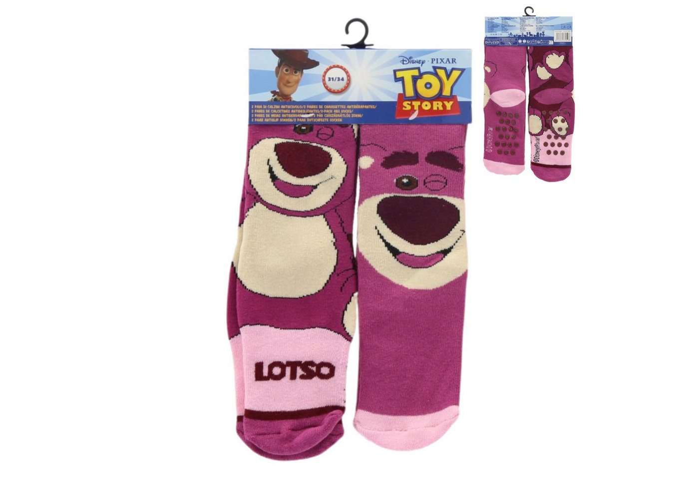 Disney Pixar Toy Story Socken Kinder Socken Set 2er Pack Lotso rutschfeste Socken