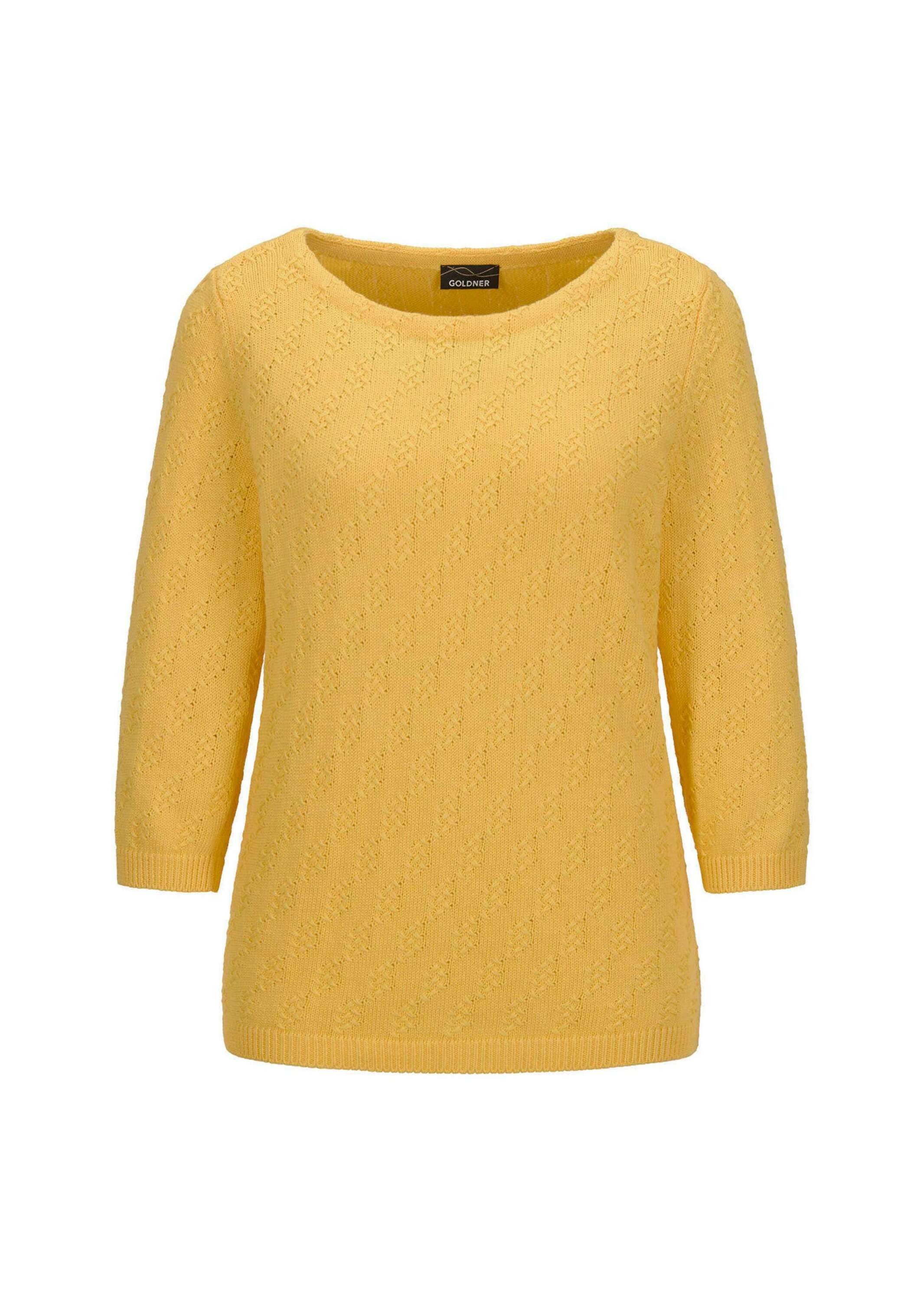 Strickpullover Kurzgröße: Halbarm Baumwollpullover mit Struktur