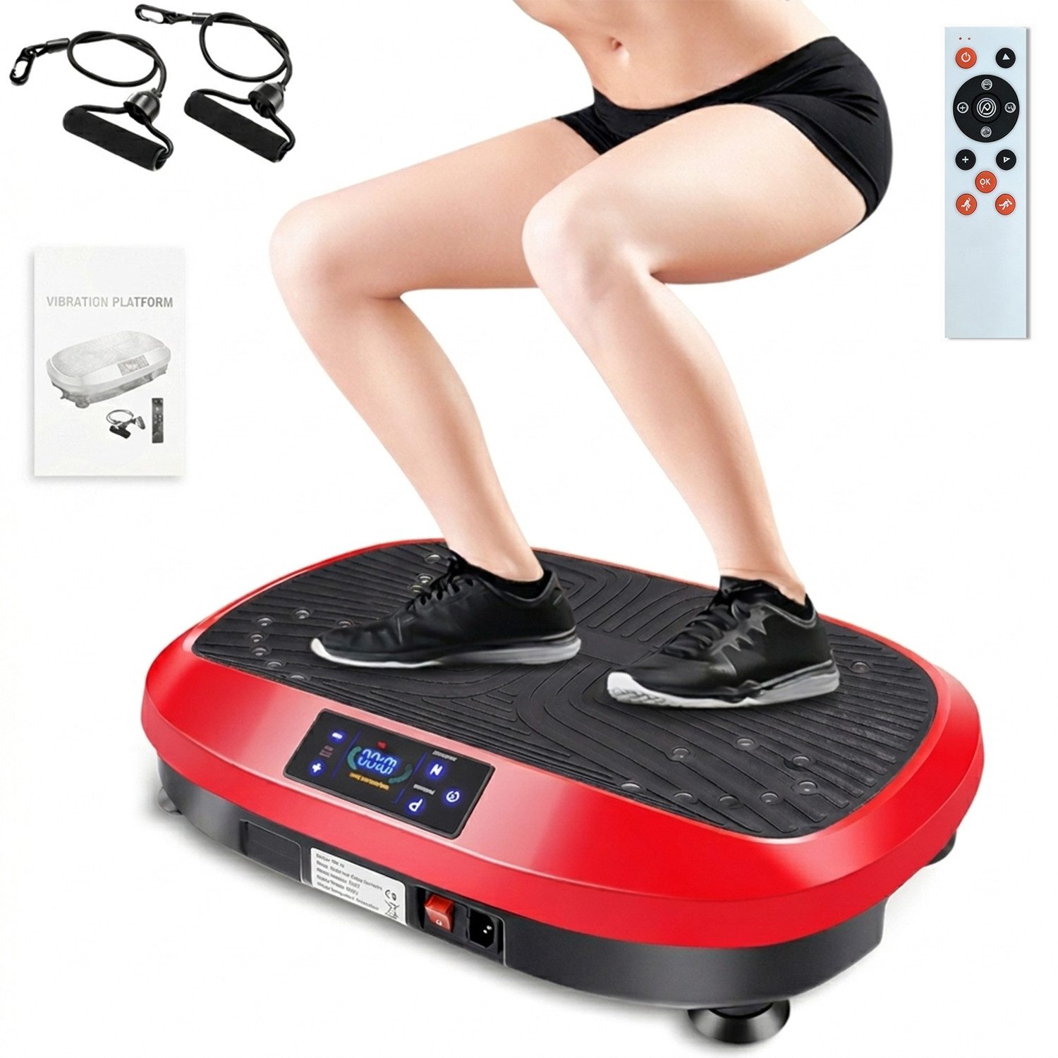 kehot Vibrationsplatte Ganzkörper, 3D Fitnessgeräte mit 2 Bändern & Fernbedienung, 200 W, 120 Intensitätsstufen