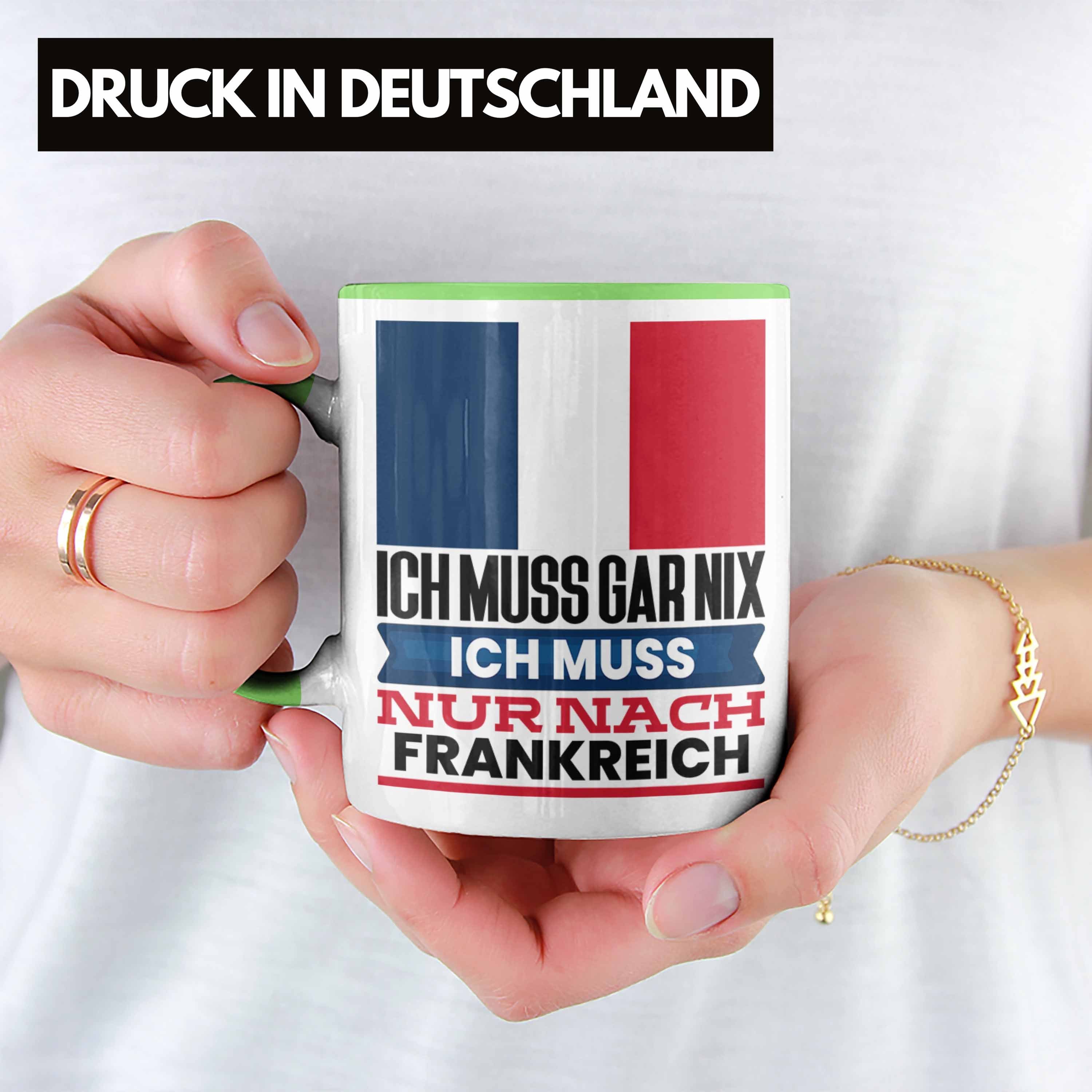 für Frankreich Geschenk Urlaub Geschenkidee Tasse Tasse Trendation Franzosen Grün Geburtstag