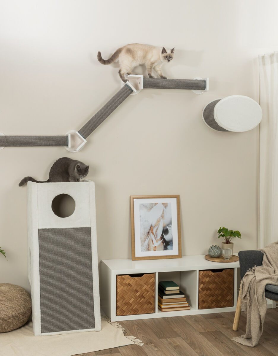 TRIXIE Katzen-Kletterwand Wand-Set 2 - weiß/grau - 195 × 78 cm