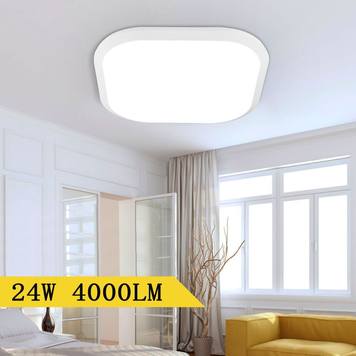 oyajia Deckenleuchte 24W LED Deckenleuchte, Moderne Quadrat Deckenlampe, IP54 Wasserfest, LED fest integriert, ideal für Bad Schlafzimmer Küche Wohnzimmer