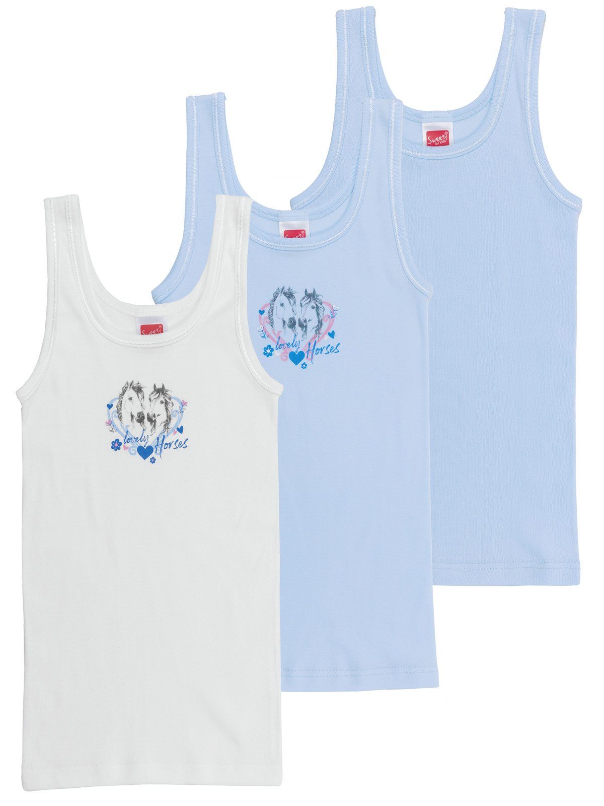 hohe for Unterhemd Kids 3er Feinripp Markenqualität Pack 3-St) Sweety (Packung, weiss-pastellblau Mädchen Unterhemd