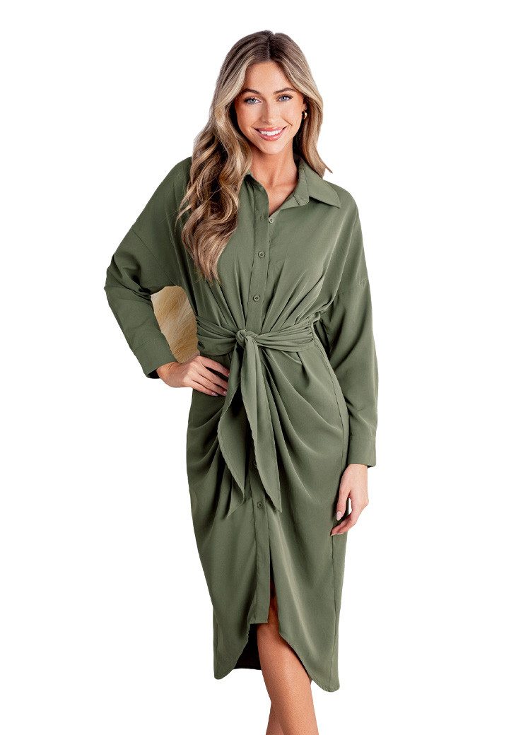 Cupshe Midikleid Elegantes Hemd mit Wickelgürtel