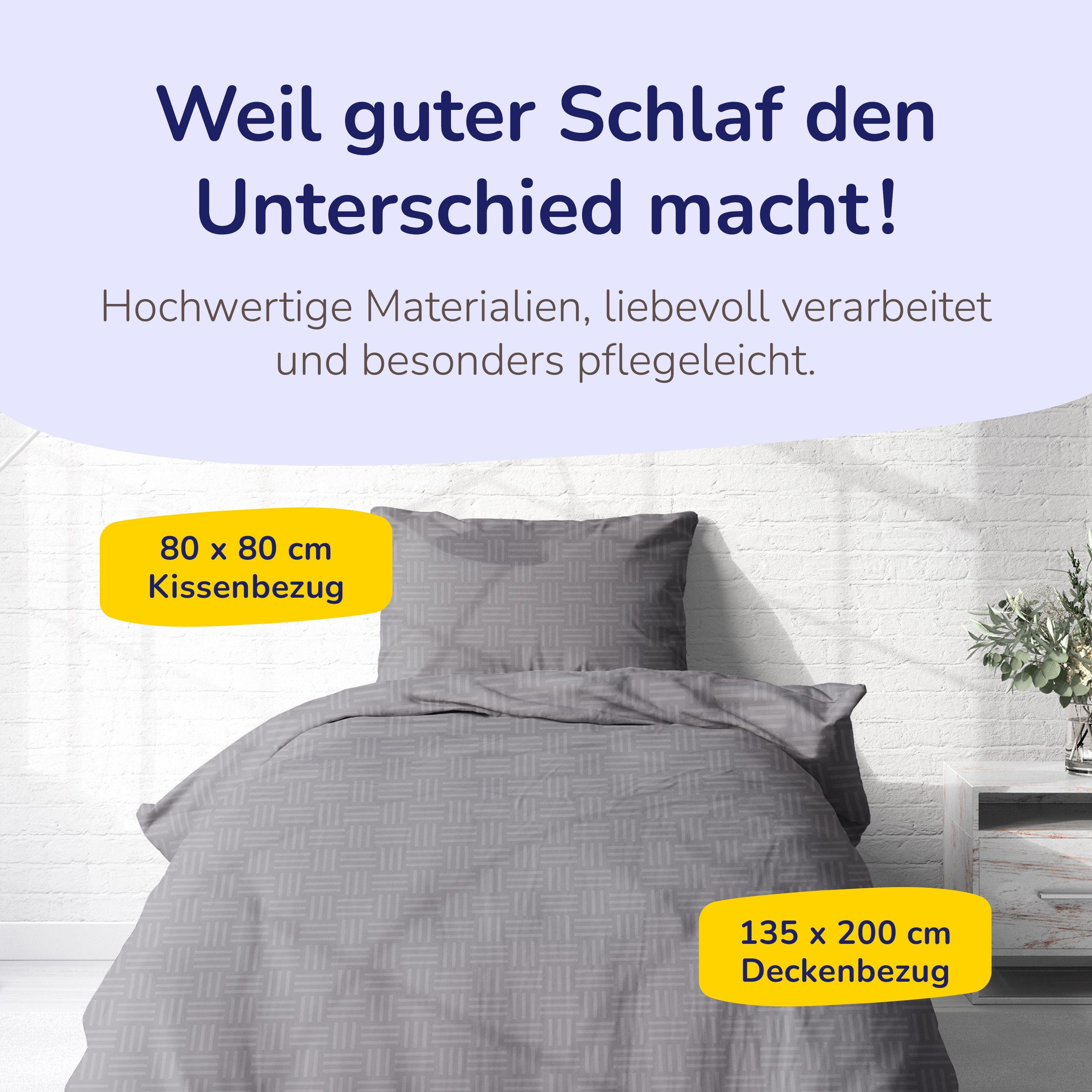 Träumschön Bettwäsche Premium Baumwolle 135x200 oder 155x220 cm, Damast Webart, Baumwolle, 2 teilig, mit Reißverschluss, luftig und leichte Sommerbettwäsche