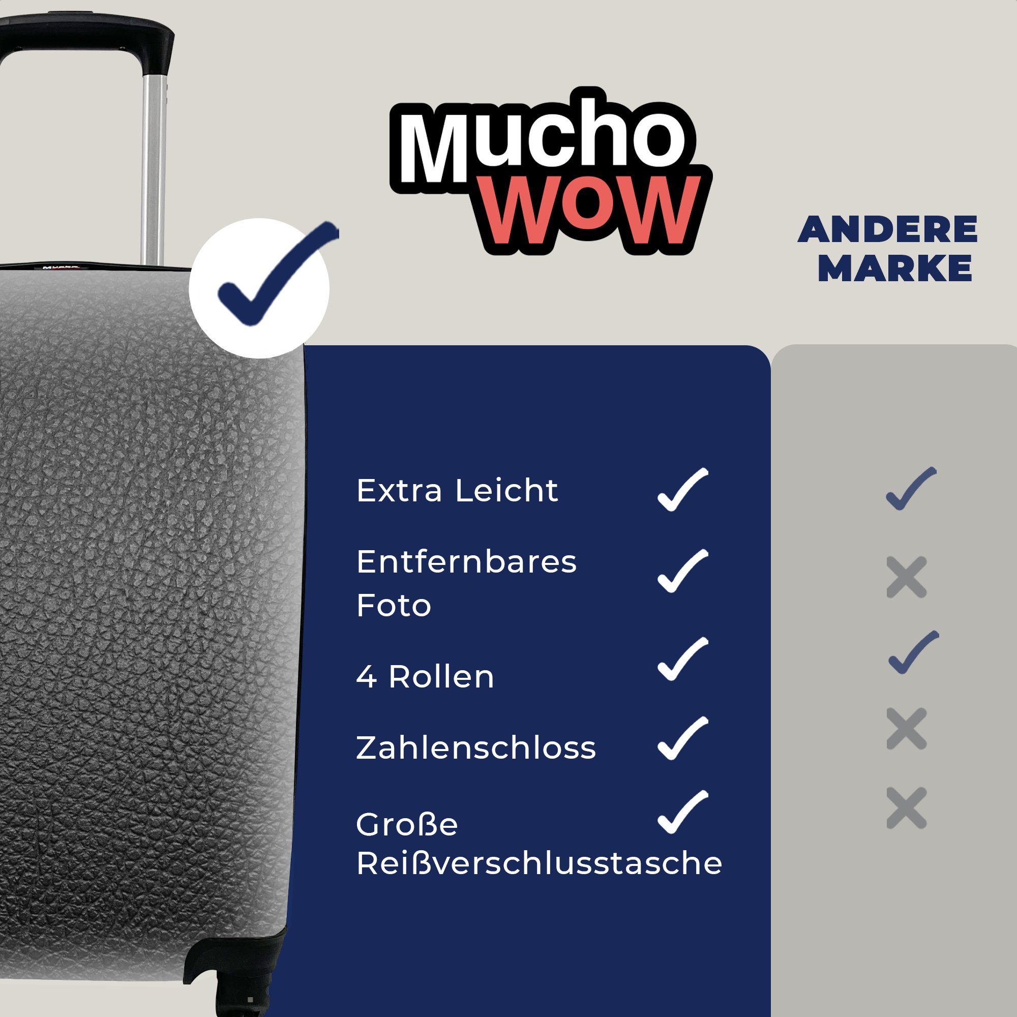 MuchoWow Handgepäckkoffer Leder - Lederoptik 4 mit - Handgepäck Industrie, Trolley, für rollen, Ferien, Rollen, Reisetasche Reisekoffer