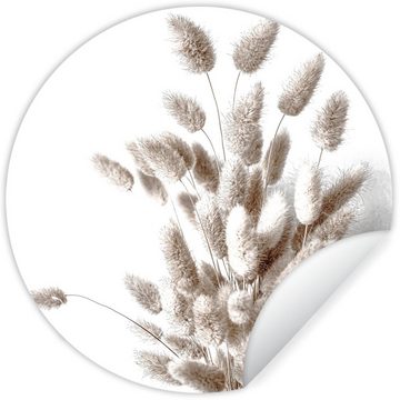 MuchoWow Wandsticker Pflanzen - Federn - Weiß (1 St), Tapetenkreis für Kinderzimmer, Tapetenaufkleber, Rund, Wohnzimmer