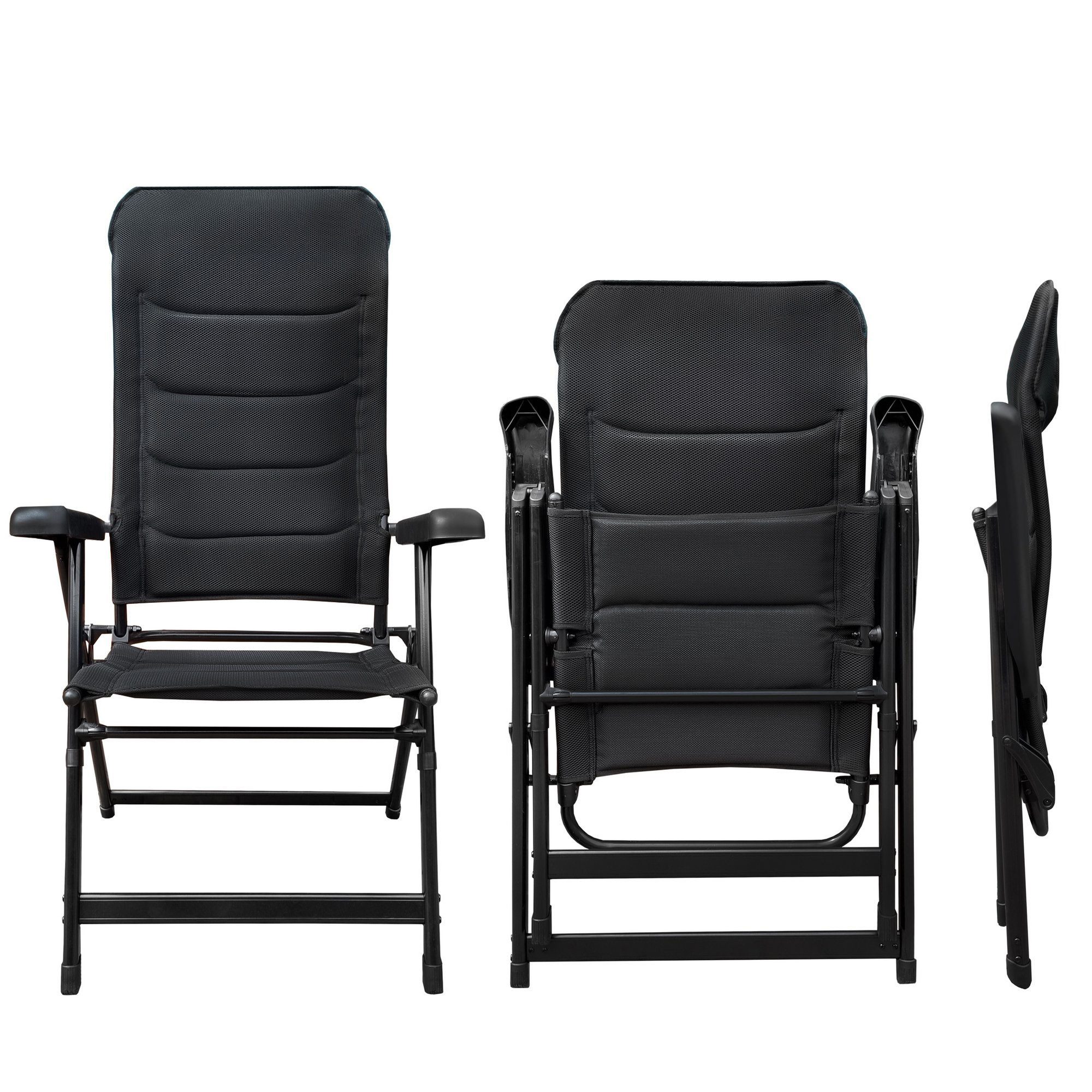 osoltus Campingstuhl osoltus Alu Camping Klappsessel Hochlehner 3D Soft Touch Black Magic