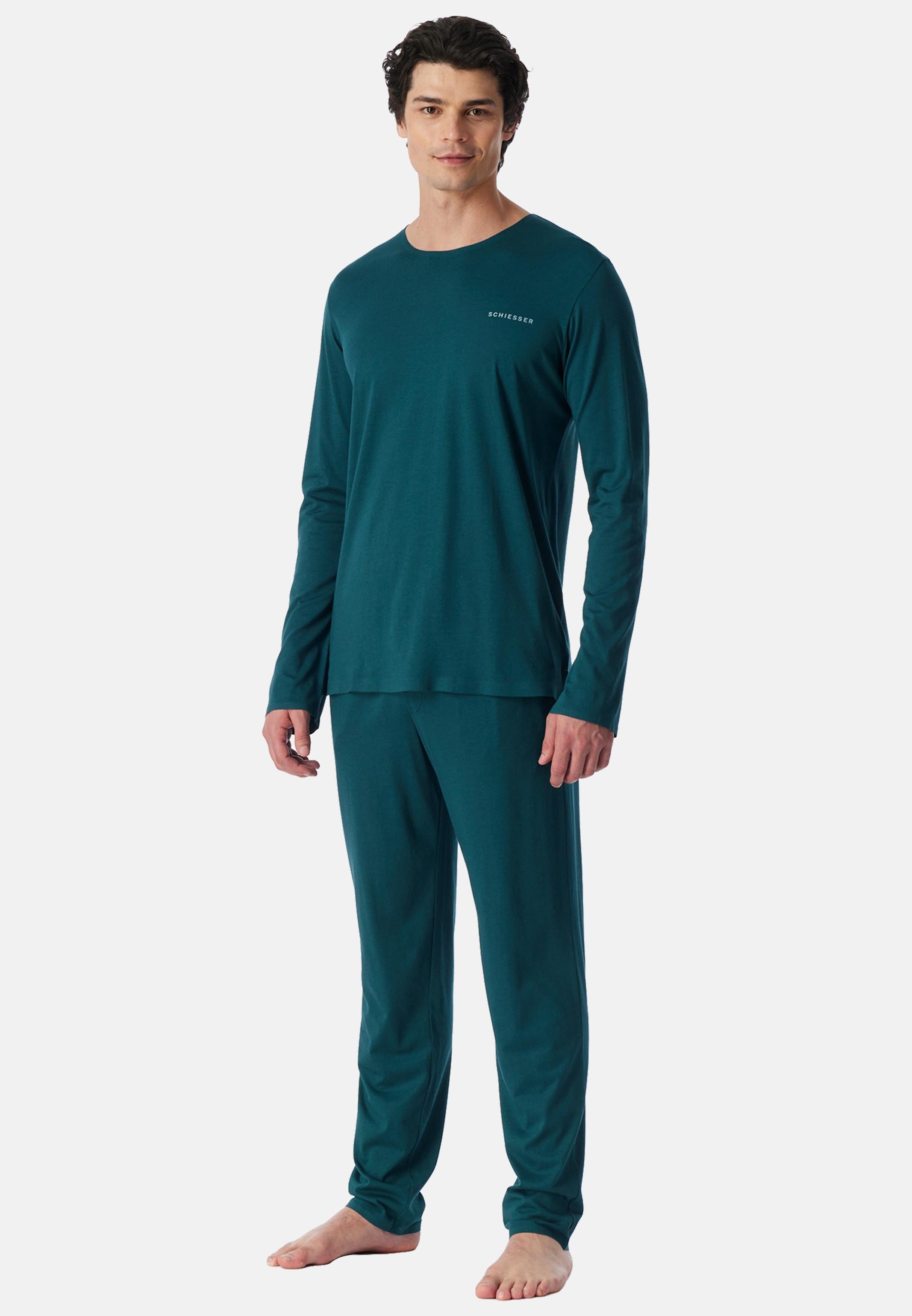 Schiesser Pyjama Modern Bonded (Set, 2 tlg) Schlafanzug - Baumwolle - Atmungsaktiv