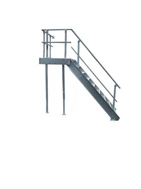 SRM Design Außentreppe 9 Stufen + Podesttreppe Geländer links breite 100cm höhe 150-200cm
