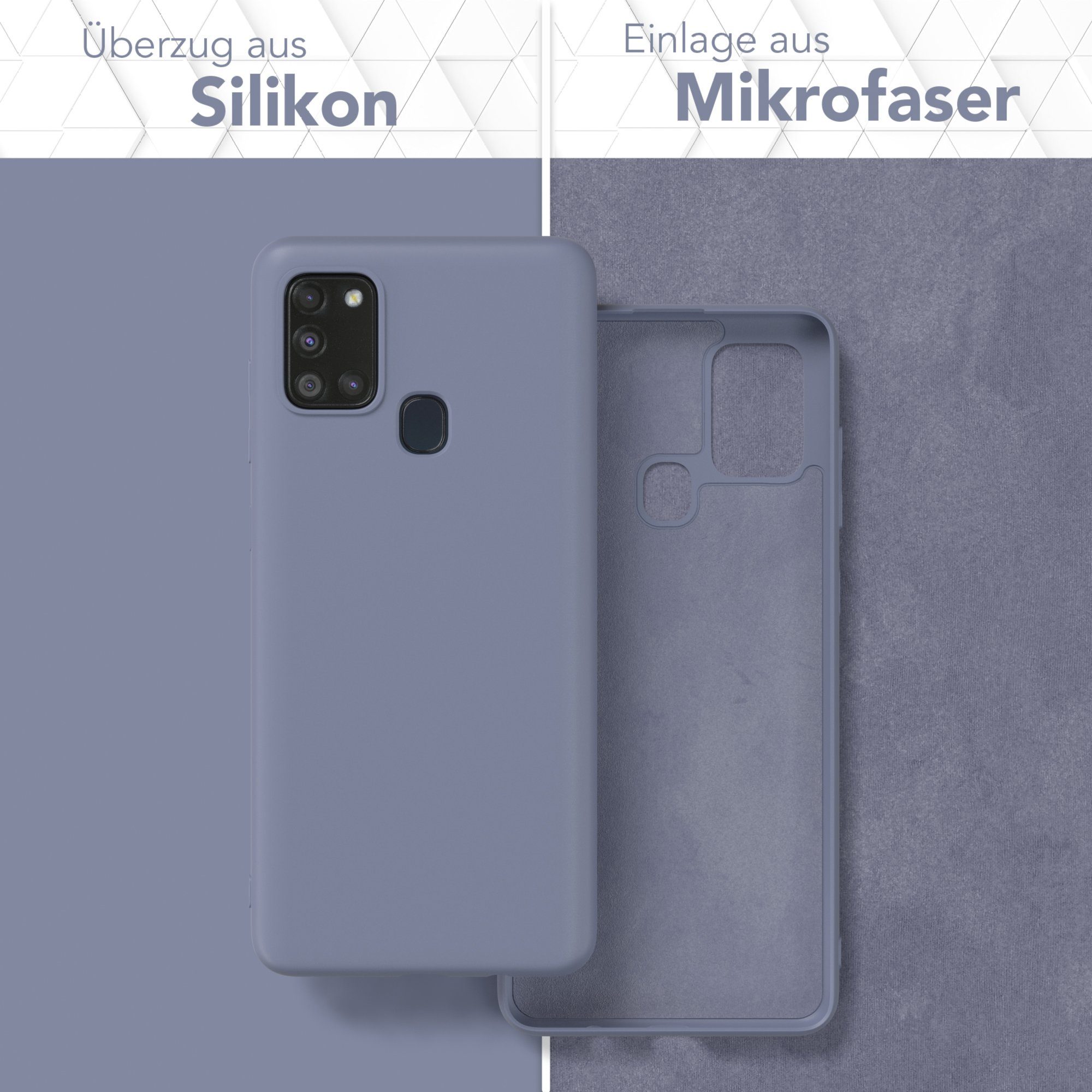 EAZY CASE Handyhülle für Samsung Galaxy A21s Hülle Silikon 6,5 Zoll, Silikon Schutzhülle mit Kameraschutz Matt Back Cover Soft Eis Blau