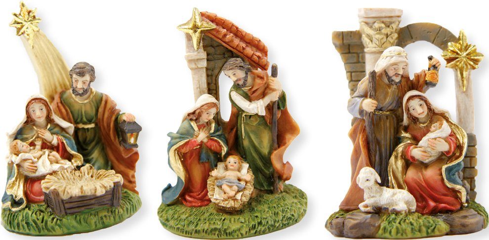 dekoprojekt Krippenfigur Krippenfigur Hlg. Familie, Krippenblock 3-teilig 7,8 cm (Set, 3-teilig)