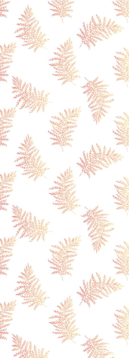 Farn, Blätter mit 90x250cm Tapete herbstlichem Selbstklebende - queence (1 glatt, Motiv Vinyltapete St),