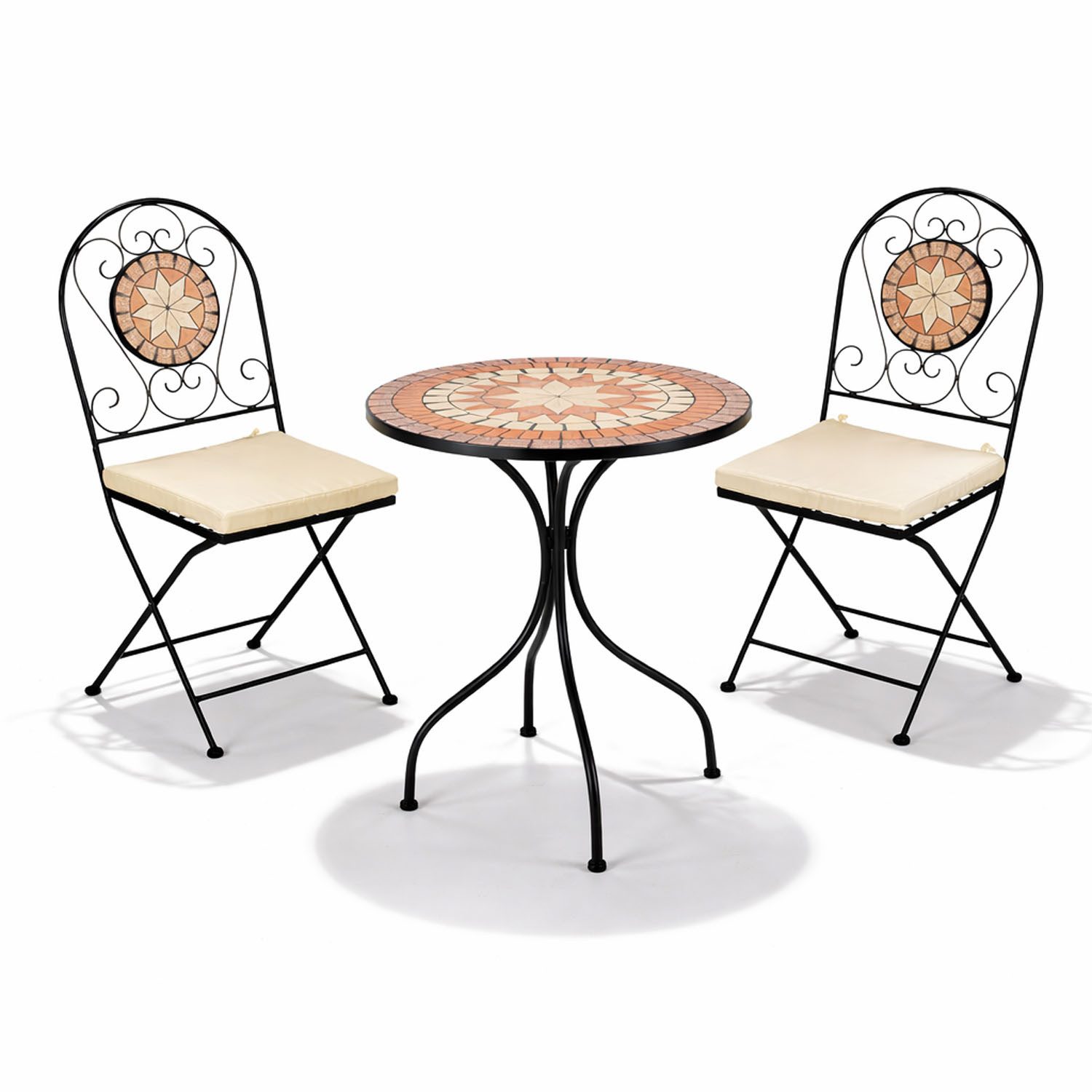 Mojawo Essgruppe 3tlg Mosaik Sitzgarnitur Bistromöbel Gartengarnitur Tisch Stühle Set