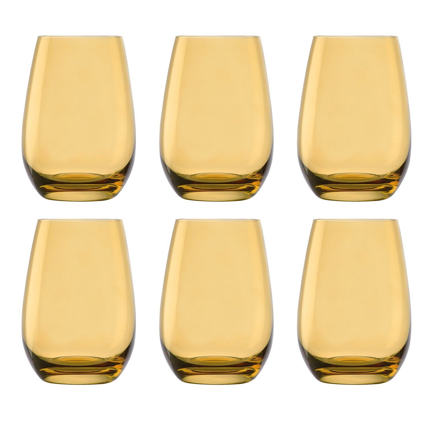 ich-zapfe Glas Farbige Trinkgläser ELEMENTS 6er-Set, Bernstein, 465 ml