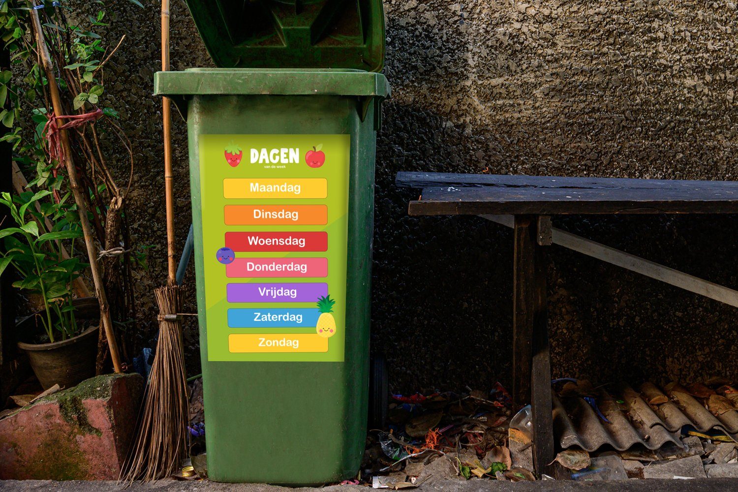 Pädagogisch Sticker, (1 Kinderzimmer Abfalbehälter St), Mülltonne, Container, - - - - Woche Mädchen Mülleimer-aufkleber, Kinder Wandsticker - MuchoWow - Jungen