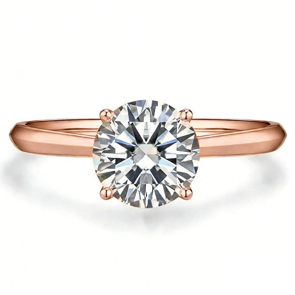 Sternvoll Diamantring Verlobungsring Diamantring Goldring, Klassisches Design, 4er-Krappenfassung, Zeitlos, Brillantschliff