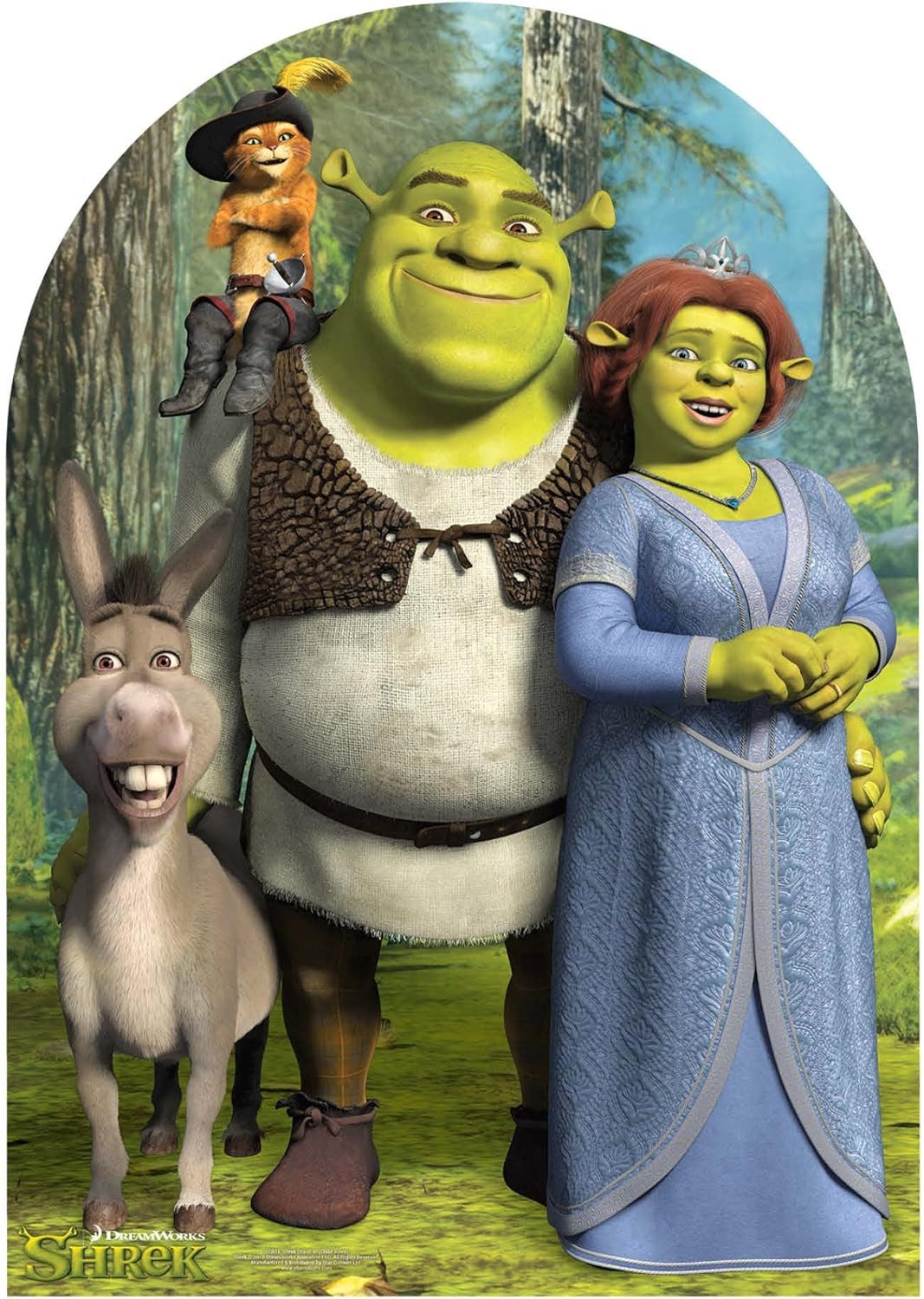 Dekofigur Shrek und Familie - Fotowand Stand In - Pappaufsteller 94x134 cm