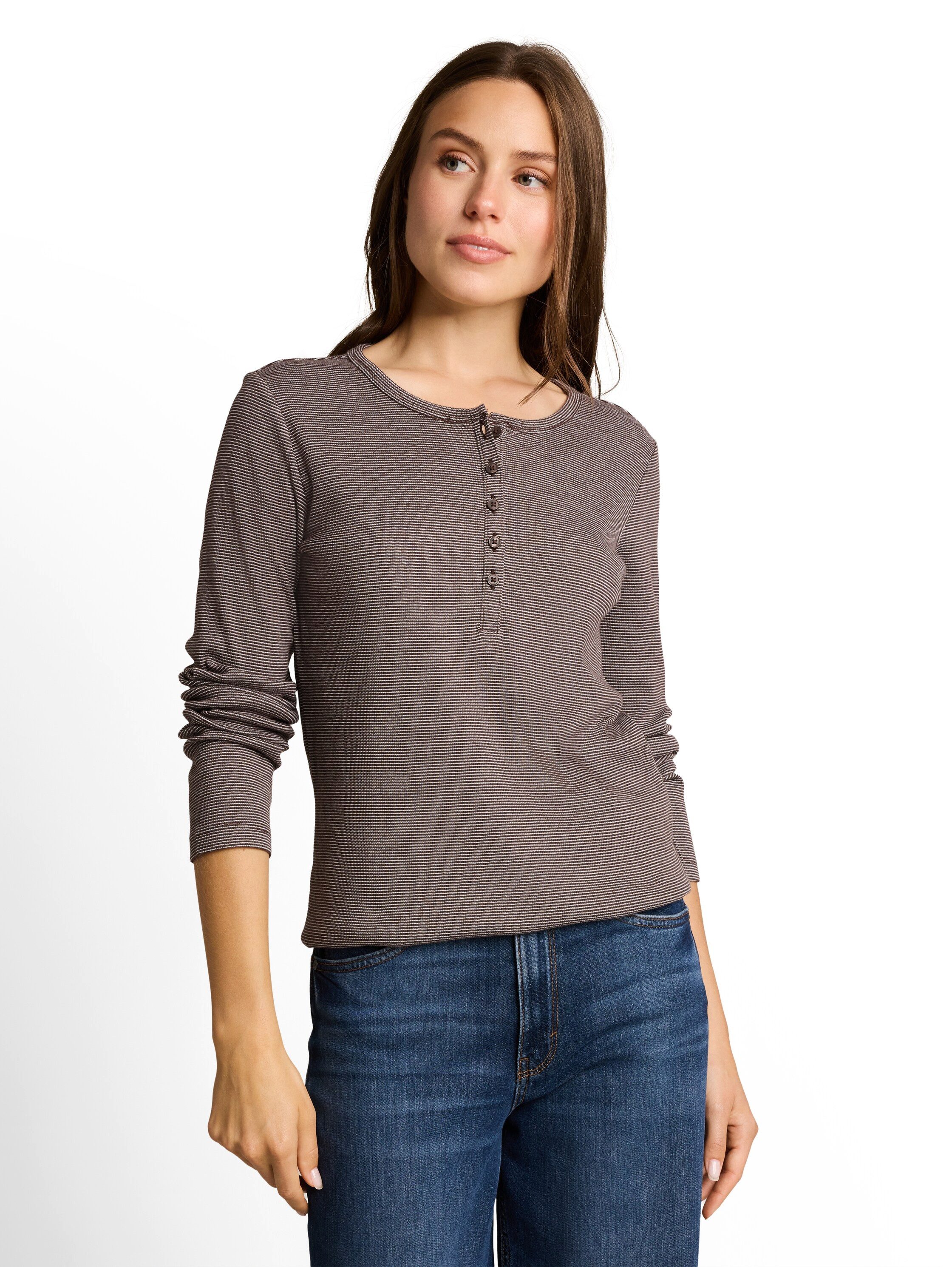TOM TAILOR Langarmshirt mit feinen Streifen und Rundhals