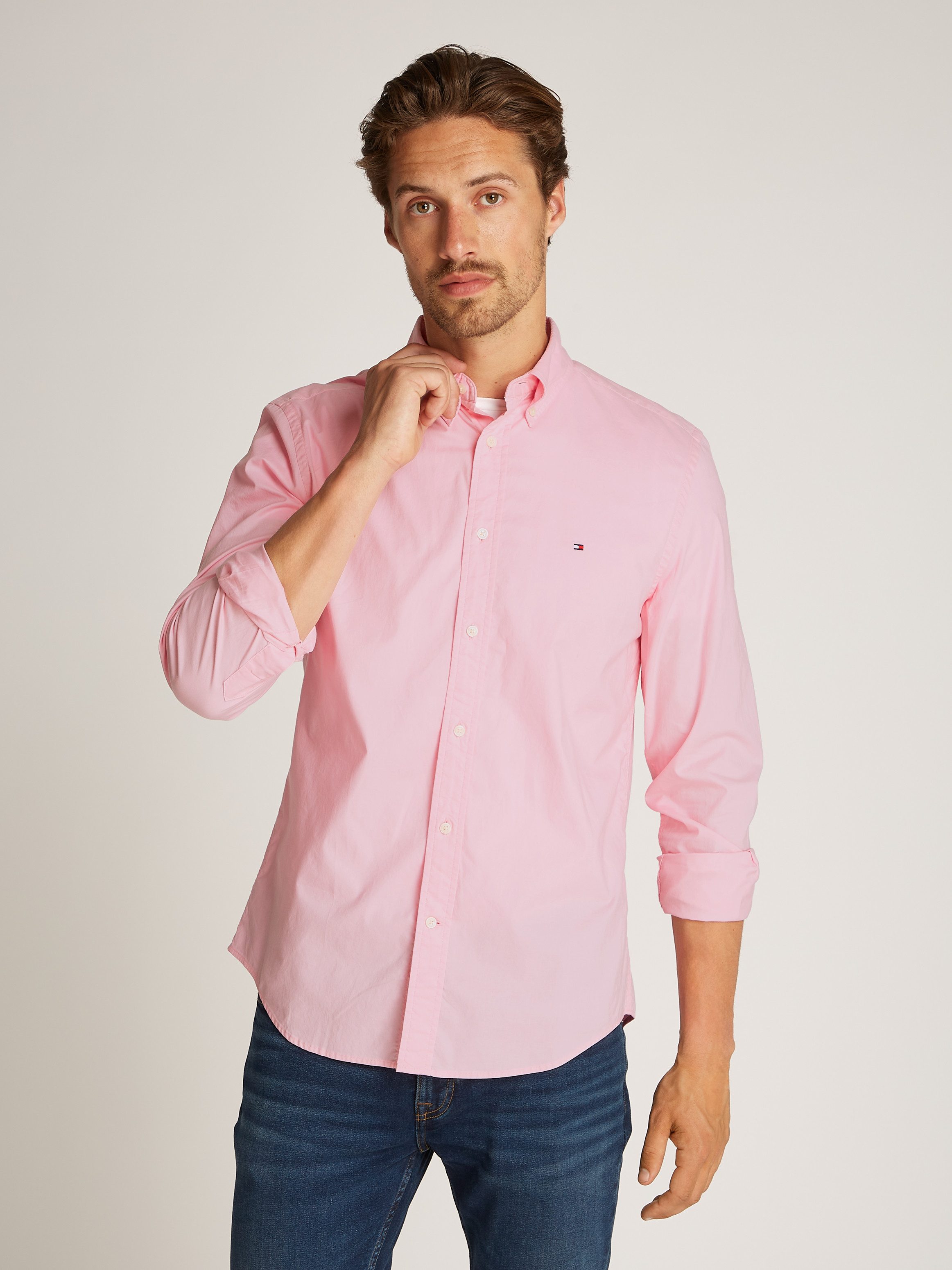 Tommy Hilfiger Businesshemd FLEX POPLIN SOLID Regular Fit SHIRT mit Button- günstig online kaufen