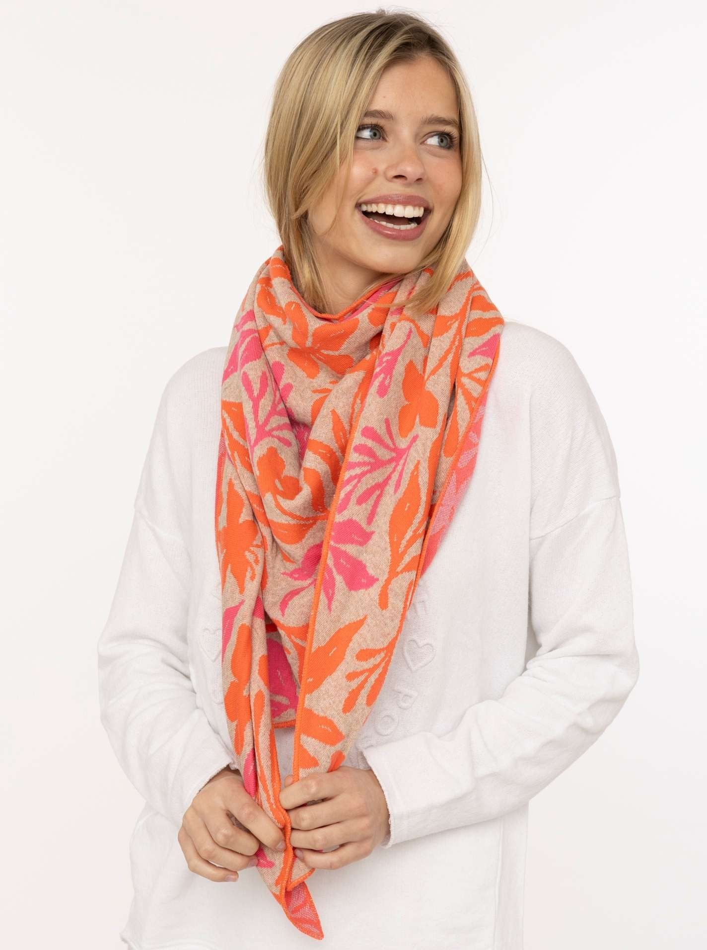 Zwillingsherz Dreieckstuch "Blätter Mix", florales Muster, leuchtende Farben, Mode Tuch