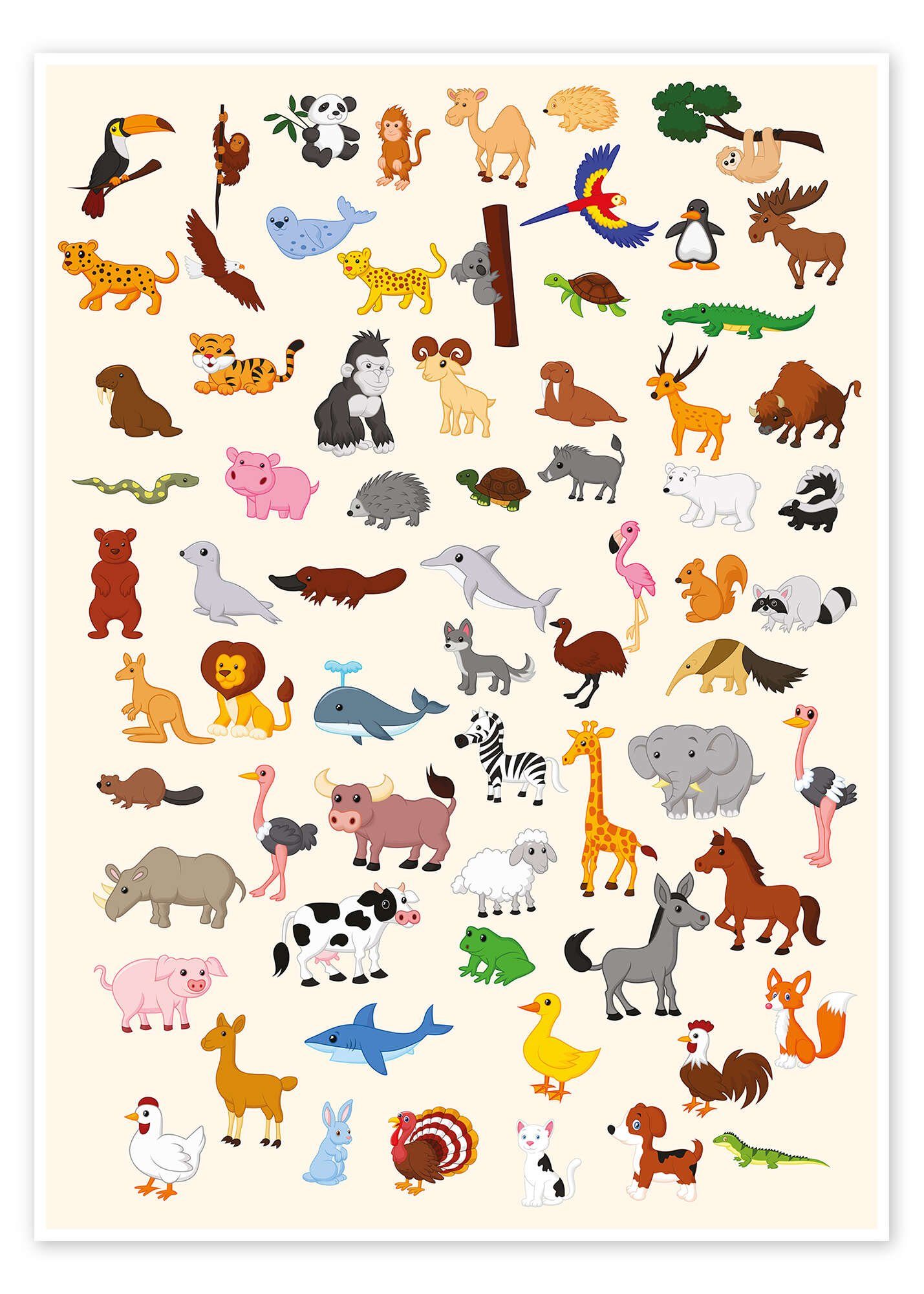 Posterlounge Poster Kidz Collection, Die Welt der Tiere, Kinderzimmer Kindermotive