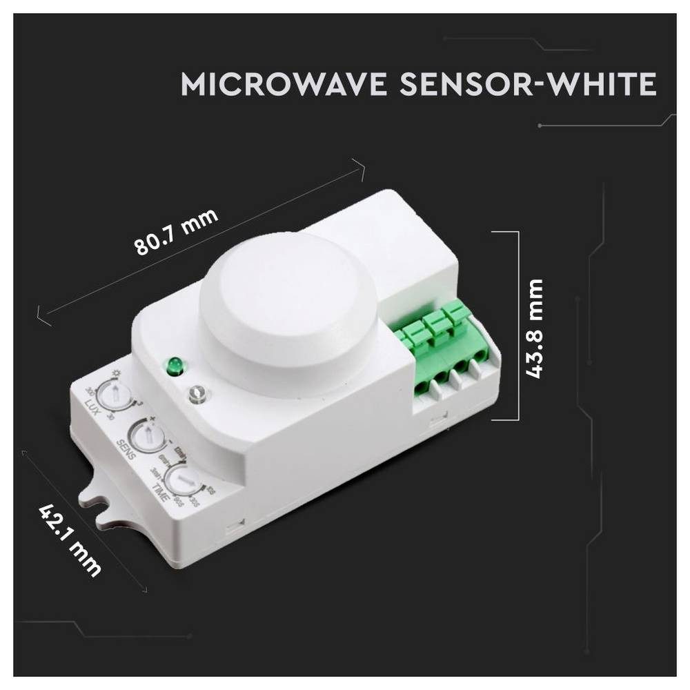 V-TAC Bewegungsmelder 1446 Mikrowellen-Sensor 360 ° Weiß IP20