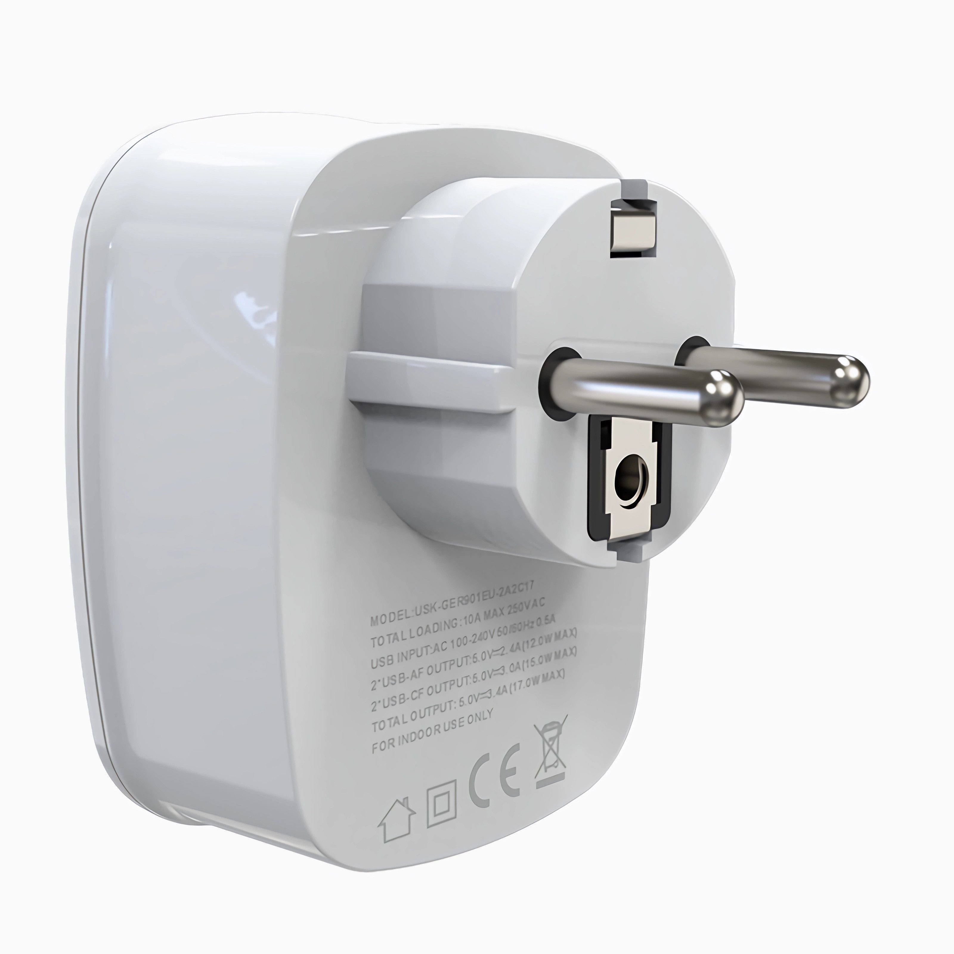Bolwins L57C EU Steckdose Steckdosenleiste 2x USB A + 2x Typ-C Ladegerät Handy Mehrfachsteckdose 4-fach (Steckdose USB-A Anschluss USB-C Anschluss USB-Ladefunktion, Überlastschutz, Überstromschutz, Kurzschlussschutz, Überhitzungsschutz, Kabellänge 0 m), Gleichzeitiges Laden mehrerer Geräte Intelligente Ladeerkennung