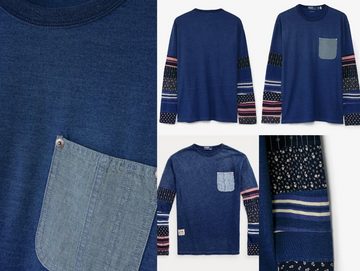 Ralph Lauren Sweatshirt POLO RALPH LAUREN PATCHWORK DYED Indigo Jersey Shirt Sweatshirt Sweate