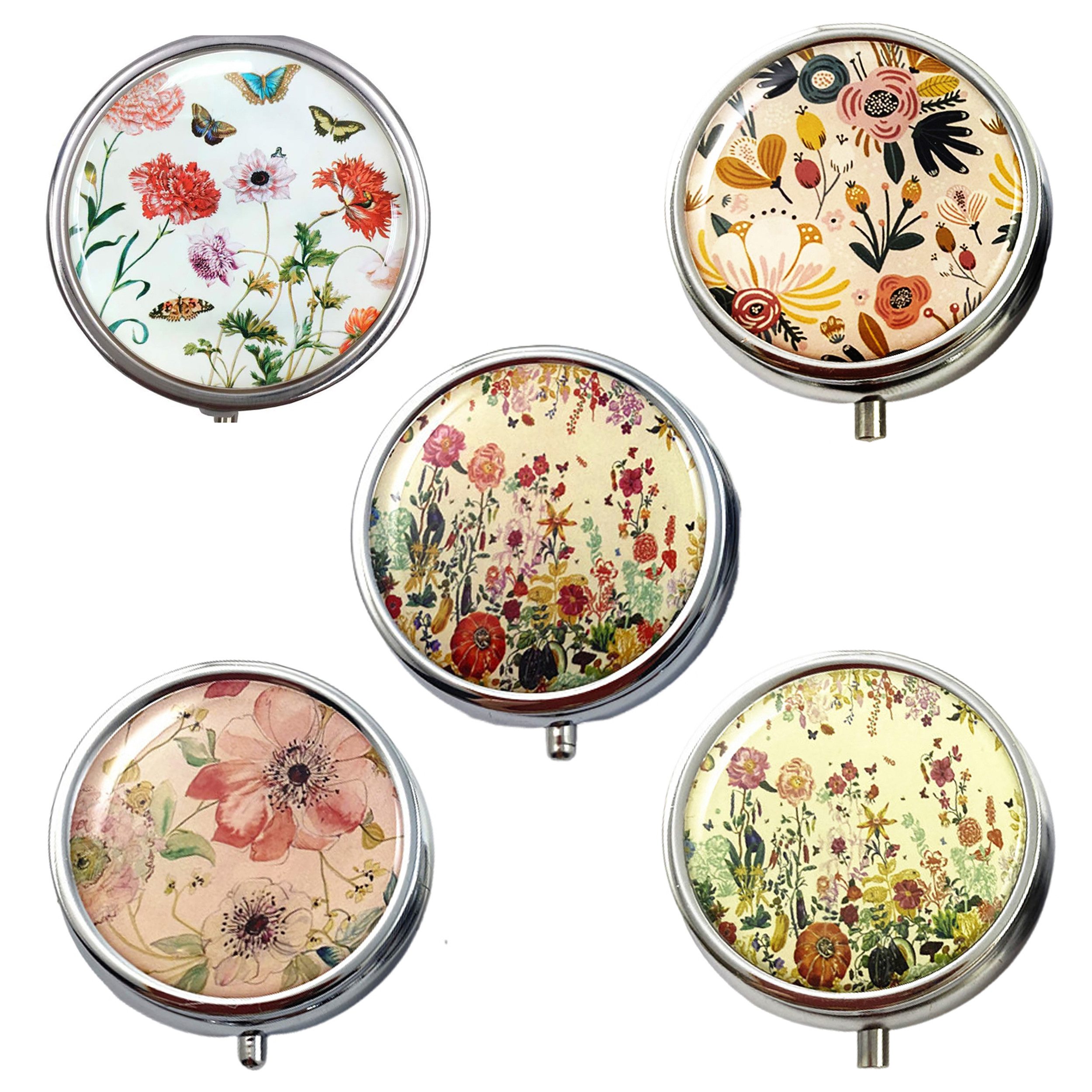 The Beauty House Pillendose Pillendose mit Spiegel Medikamentenbox Dose, Kleine Tablettendose für Unterwegs, Reise-Pillenspender Tablettenbox