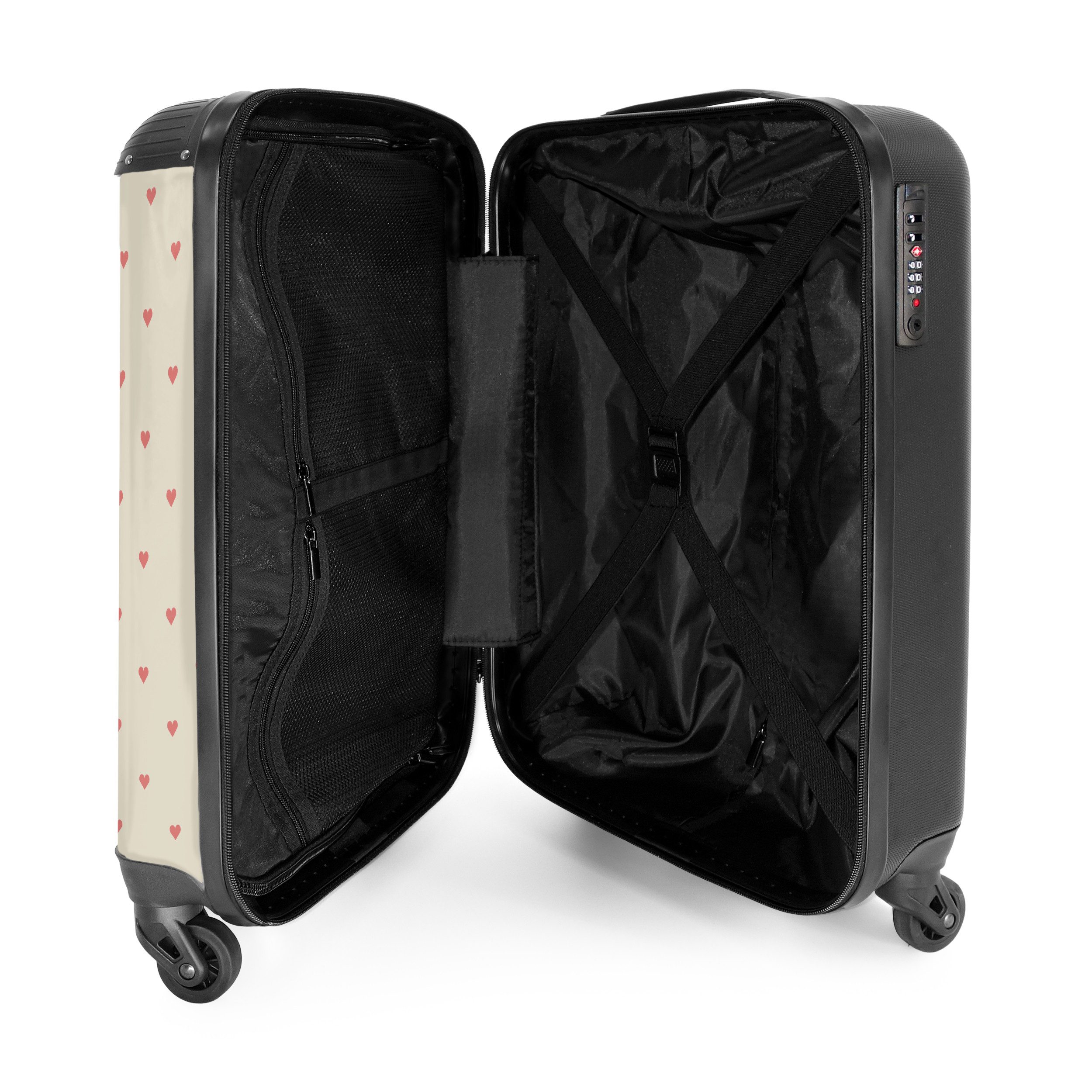 NoBoringSuitcases.com© Kinderkoffer Rosa - Herzen - Muster 55x35x20cm, Reisetasche mit Rollen, Koffer Handgepäck Flugzeug – Bild 4 von 5