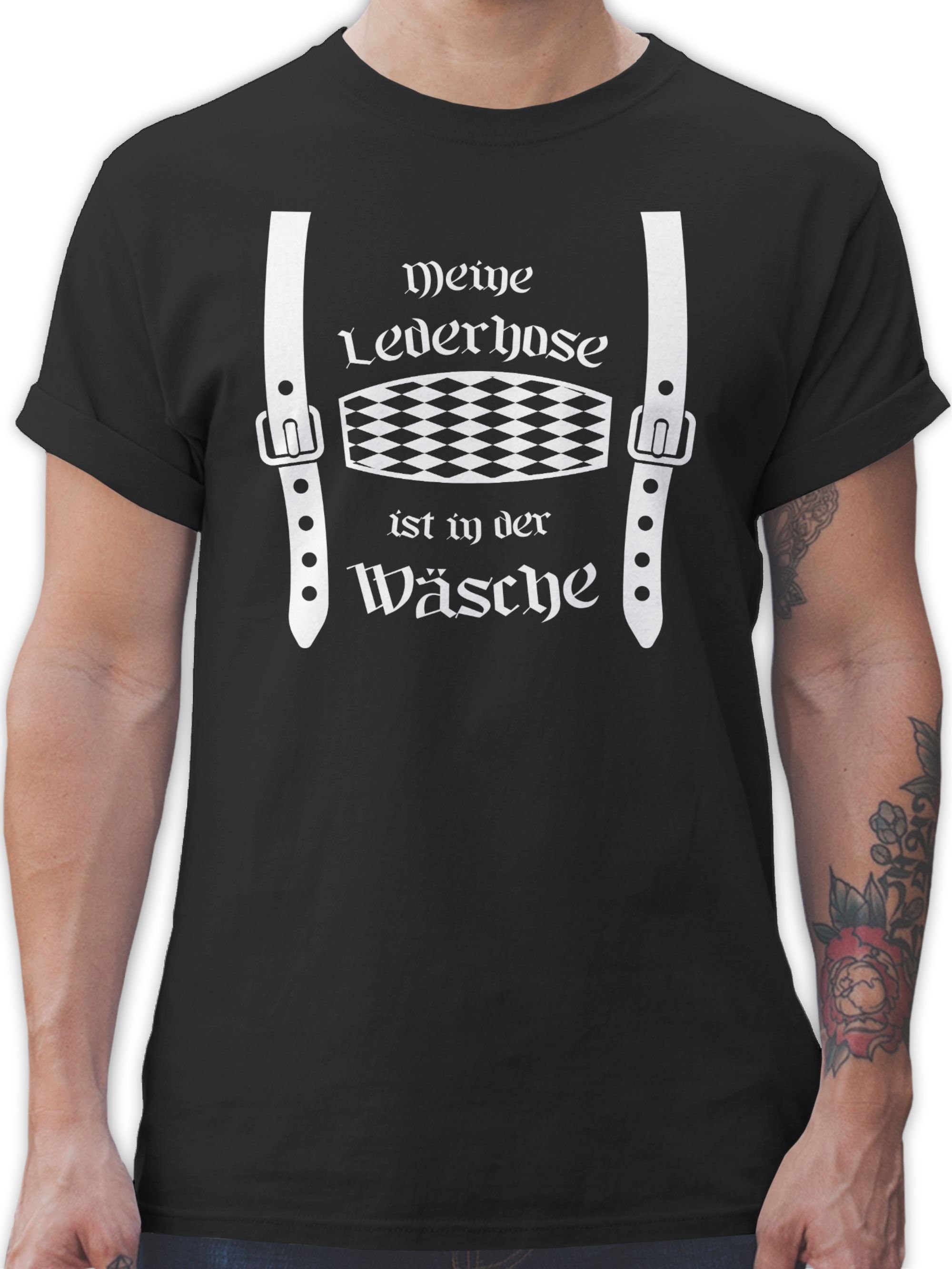 Lederhose T-Shirt in Shirtracer Herren Mode Meine ist Schwarz 1 der Rauten Wäsche Oktoberfest für