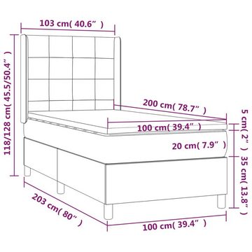 vidaXL Bettgestell Boxspringbett mit Matratze Dunkelbraun 100x200 cm Stoff Bett Bettgeste