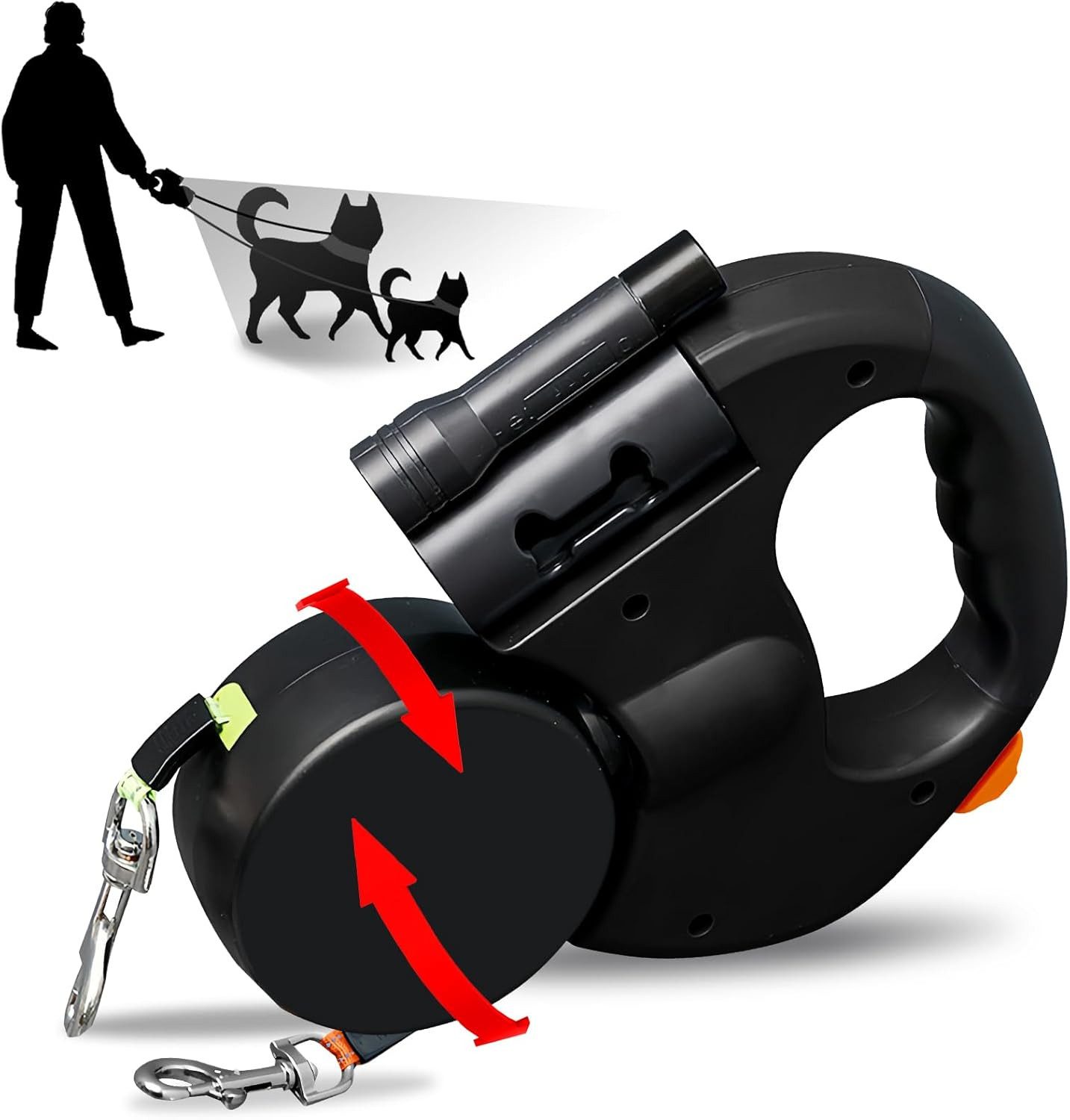 Führleine Hundeleine Doppelleine für 2 Hunde, Flexible Einziehbare Hundeleine