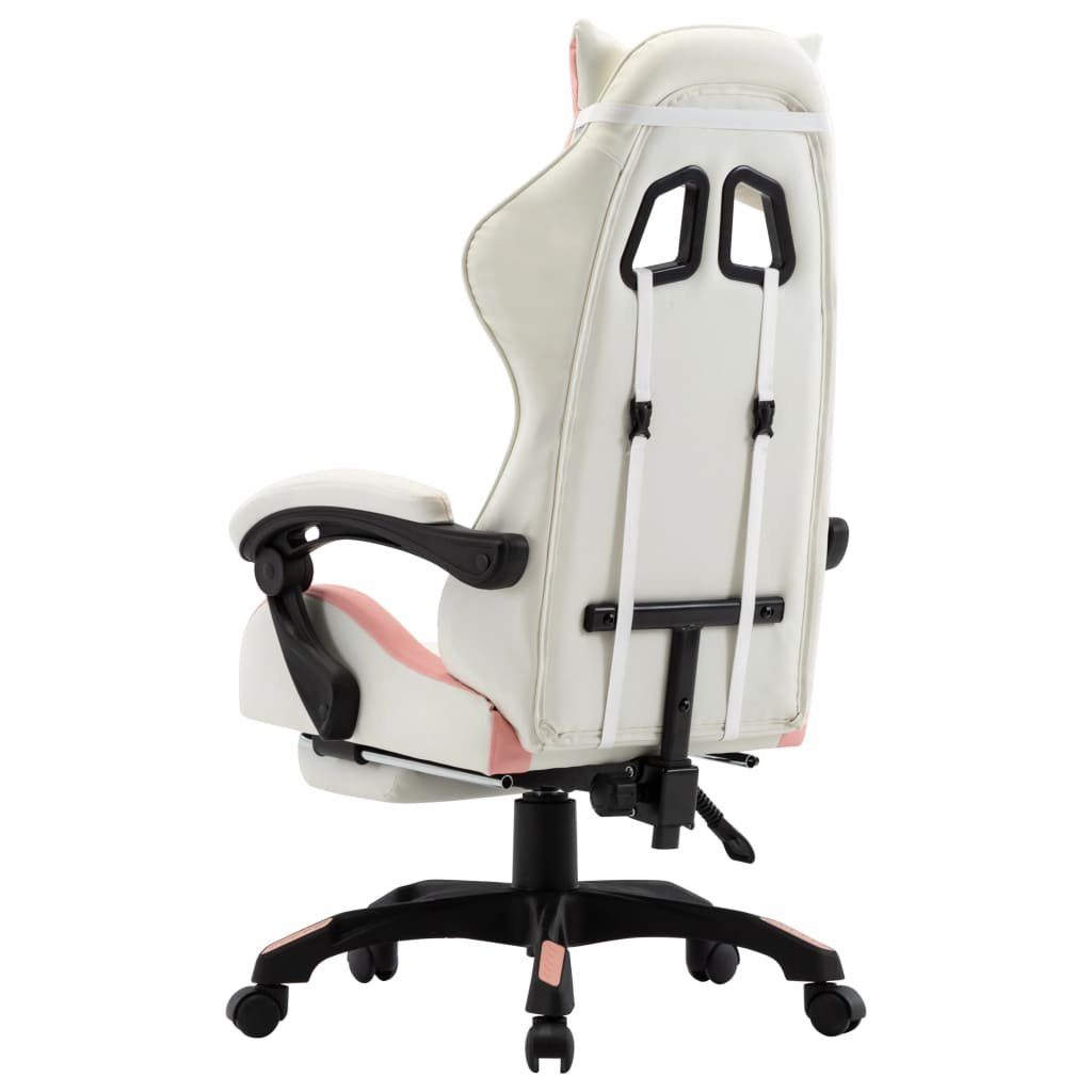 (1 Rosa mit | Weiß und und Fußstütze Weiß Bürostuhl St) Rosa Weiß Rosa vidaXL und Gaming-Stuhl Kunstleder