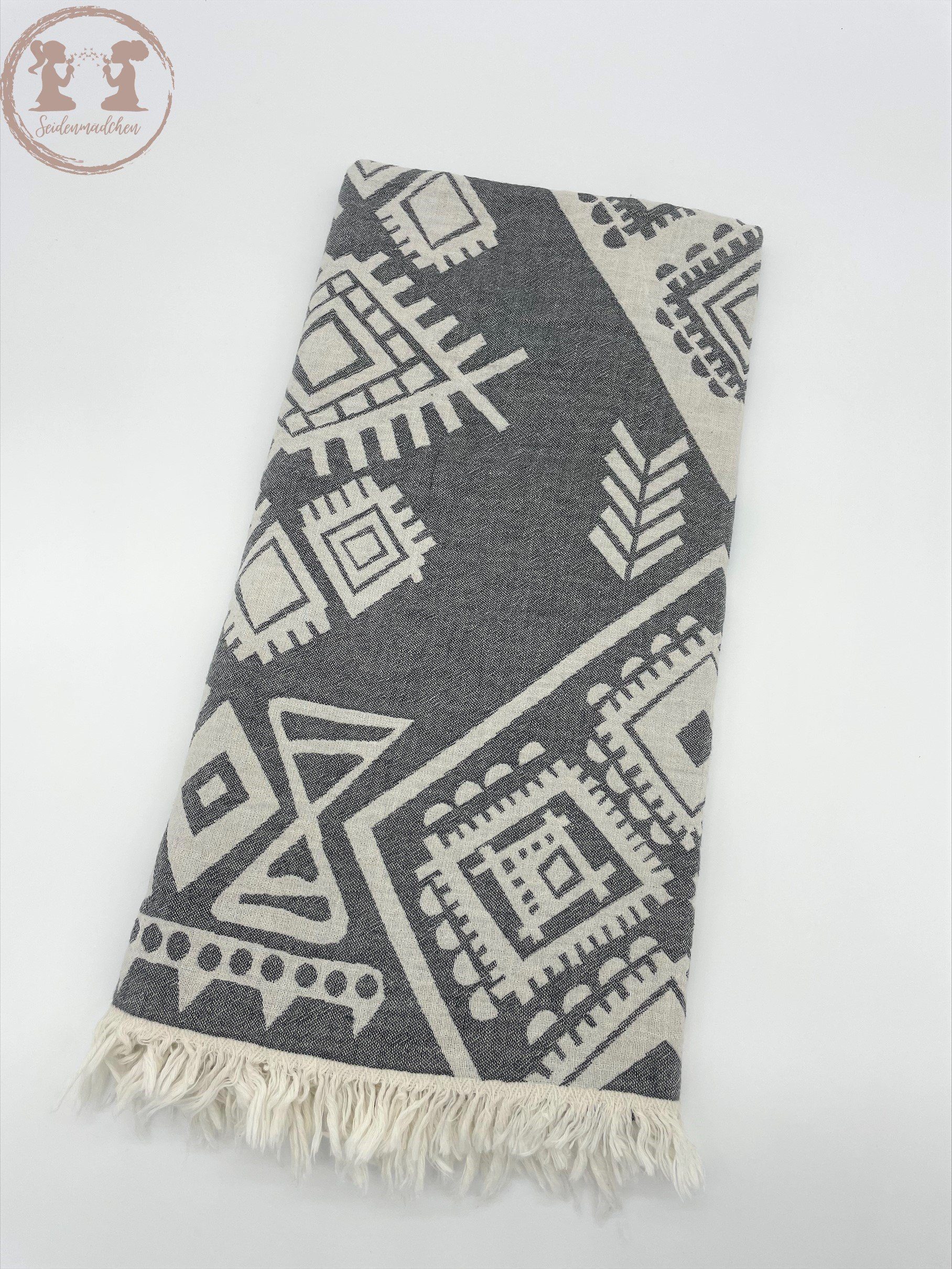 Seidenmädchen Muster mit Ornament AMSTERDAM 100% Baumwolle Peshtemal Multifunktionstuch 50*90cm, aus Türkis