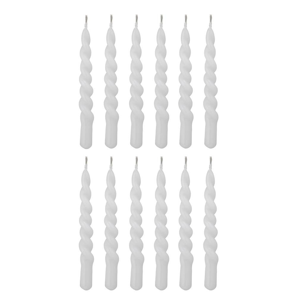 Bloomingville Formkerze Twist Kerze weiß 12er Set 11cm, Paraffine