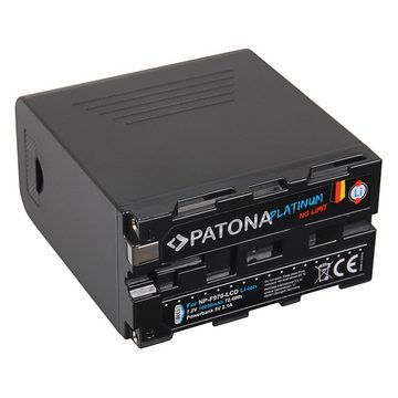 Patona Akku für Sony NP-F970 Kamera-Akku Ersatzakku Kameraakku 10500 mAh (7,2 V, 1 St), F960 F950 LCD inkl. Powerbank 5V/2A USB Micro USB USB-C MVC-FD200