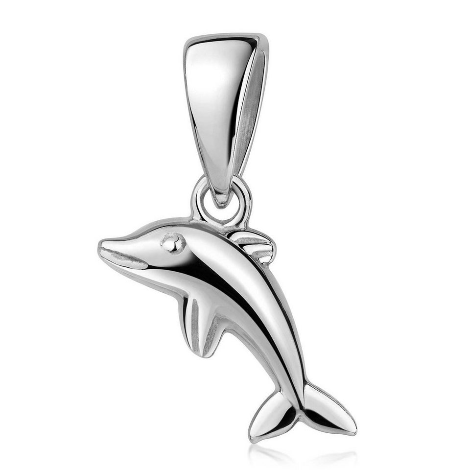 Materia Kettenanhänger Mädchen Silber Delfin / Delphin klein leicht KA-32,  925 Sterling Silber, rhodiniert