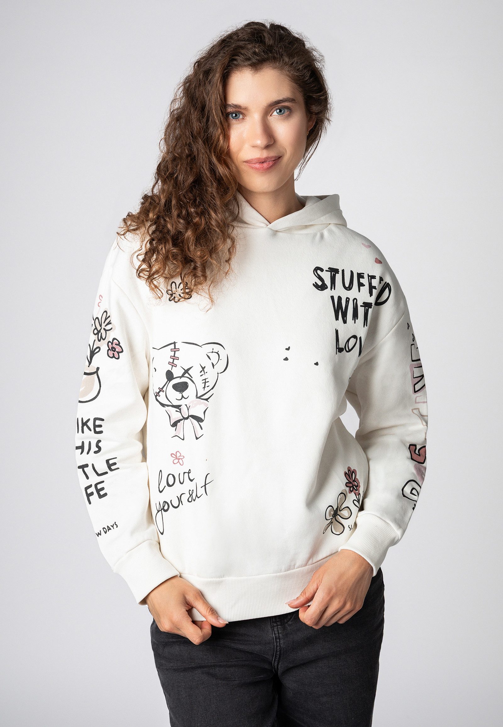 SUBLEVEL Kapuzenpullover Damen Hoodie mit Alloverprint günstig online kaufen